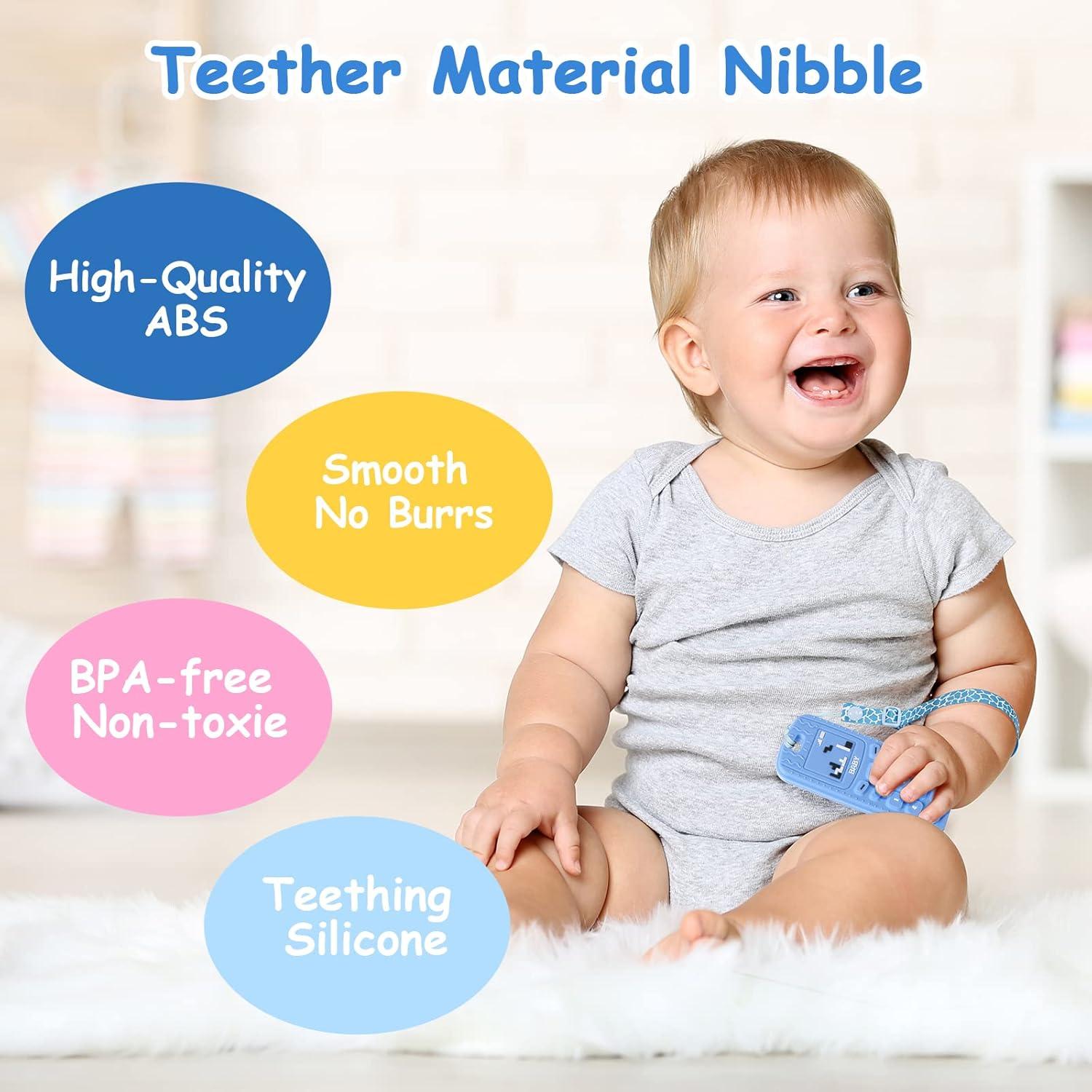 Mordedores de Silicona para Bebés 2PCS Teléfono Azul/Rosa