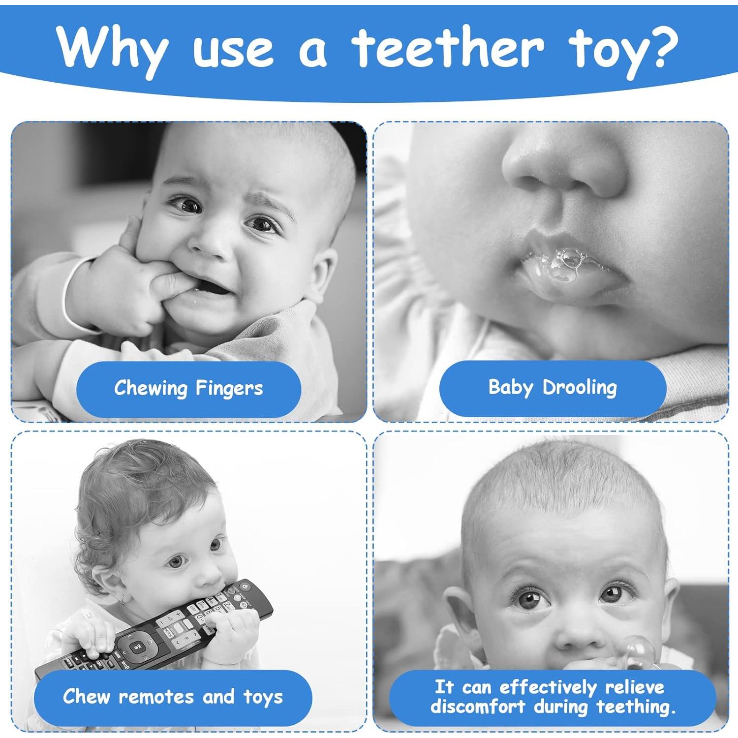 Mordedores de Silicona para Bebés 2PCS Teléfono Azul/Rosa