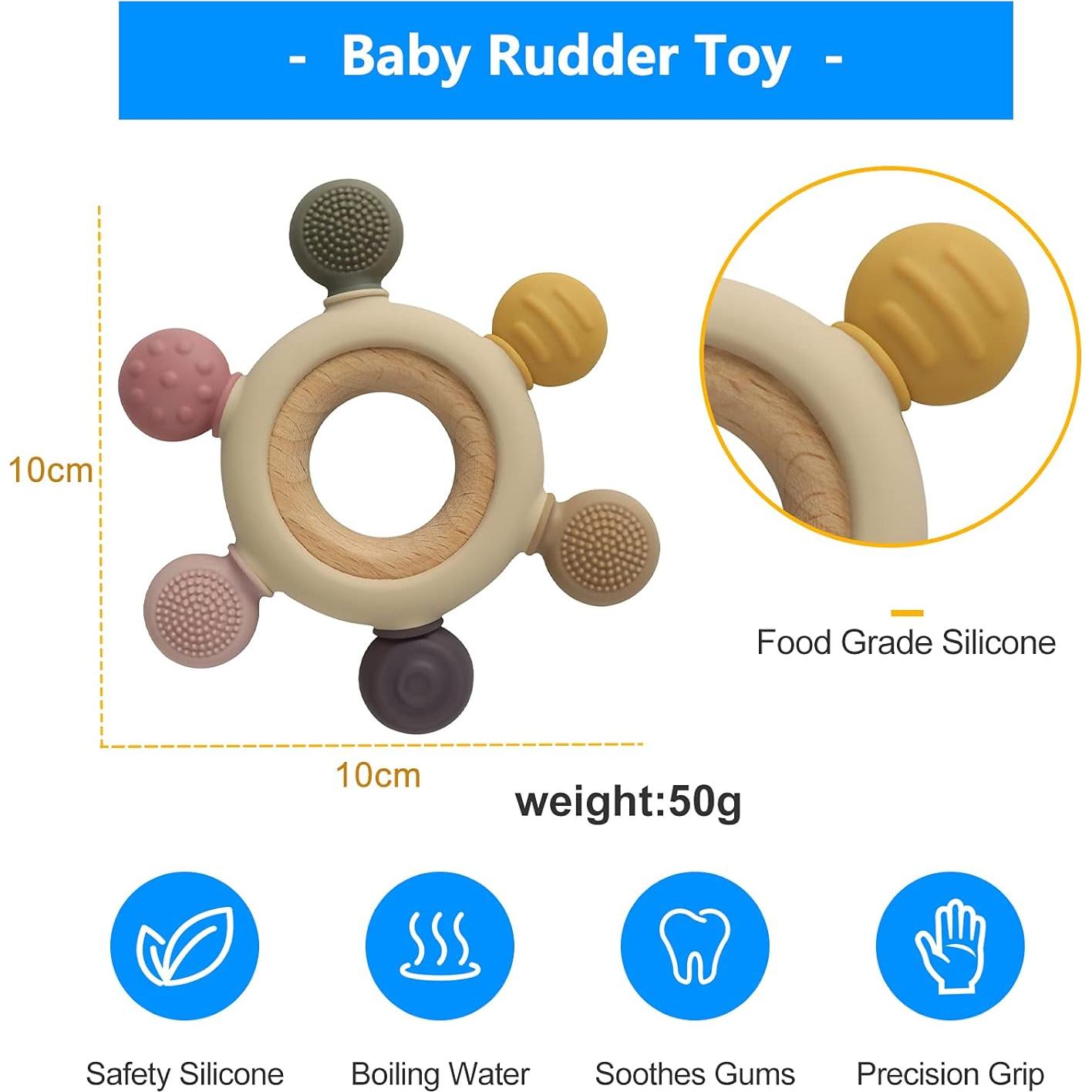 Mordedor de Silicona Arudyo Timón con Anillo de Madera