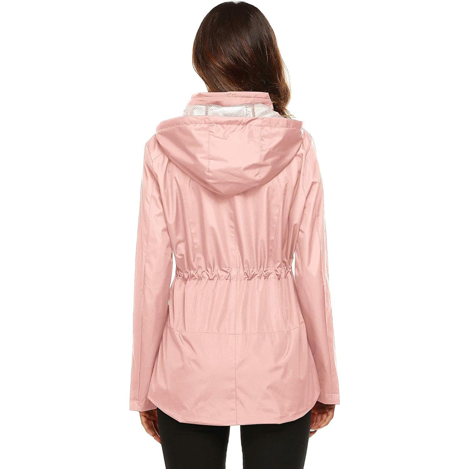 Chaqueta de Lluvia ZHENWEI para Mujeres Impermeable Rosa Mediana