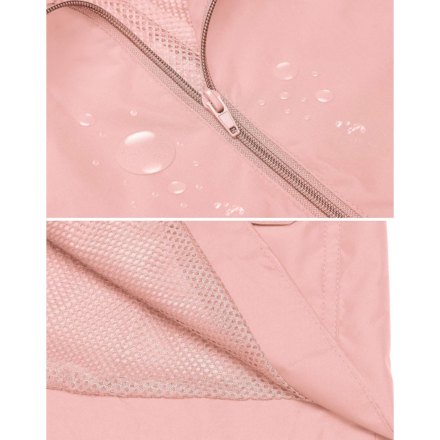 Chaqueta de Lluvia ZHENWEI para Mujeres Impermeable Rosa Mediana