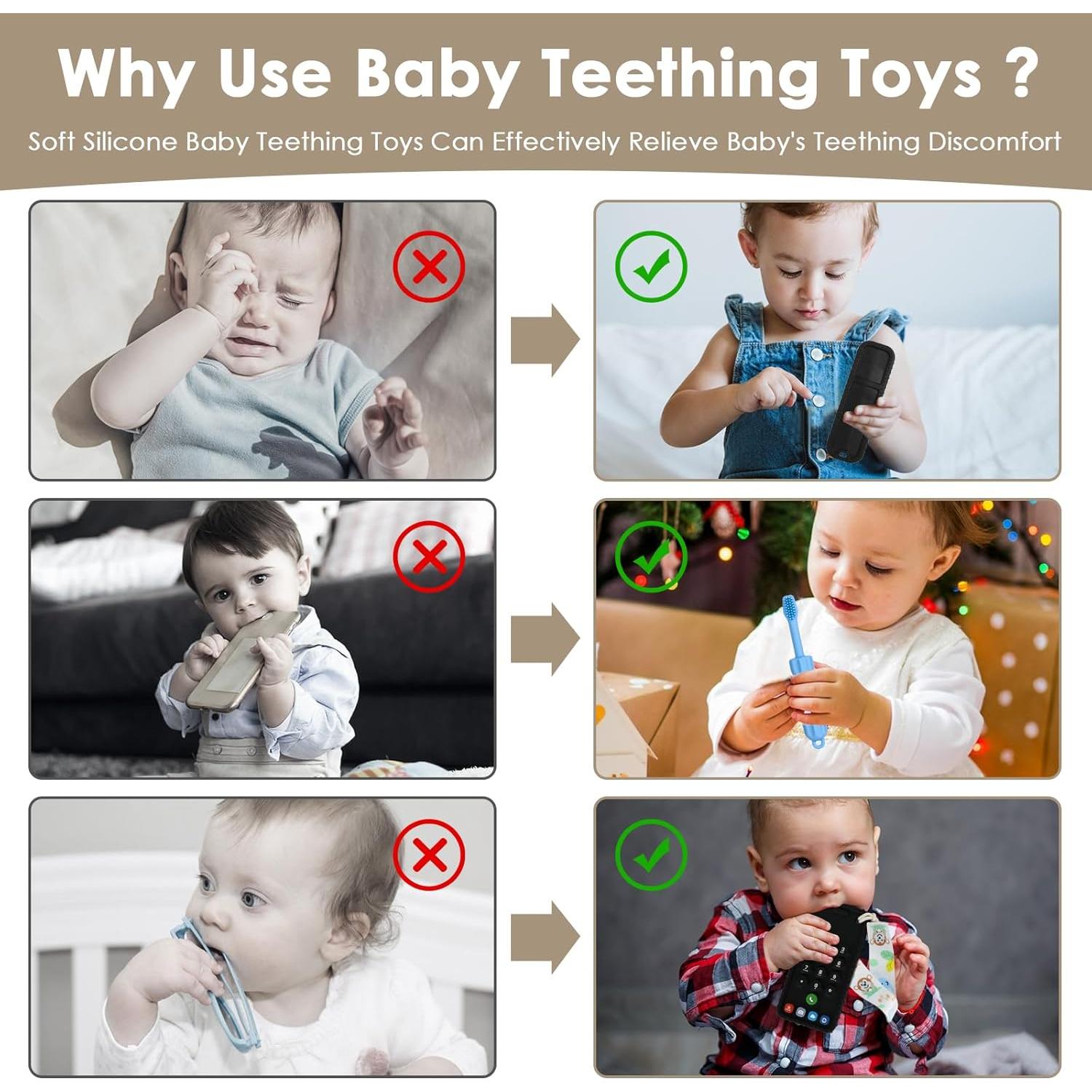 Juguetes de Dentición para Bebés Silicona 3 Piezas