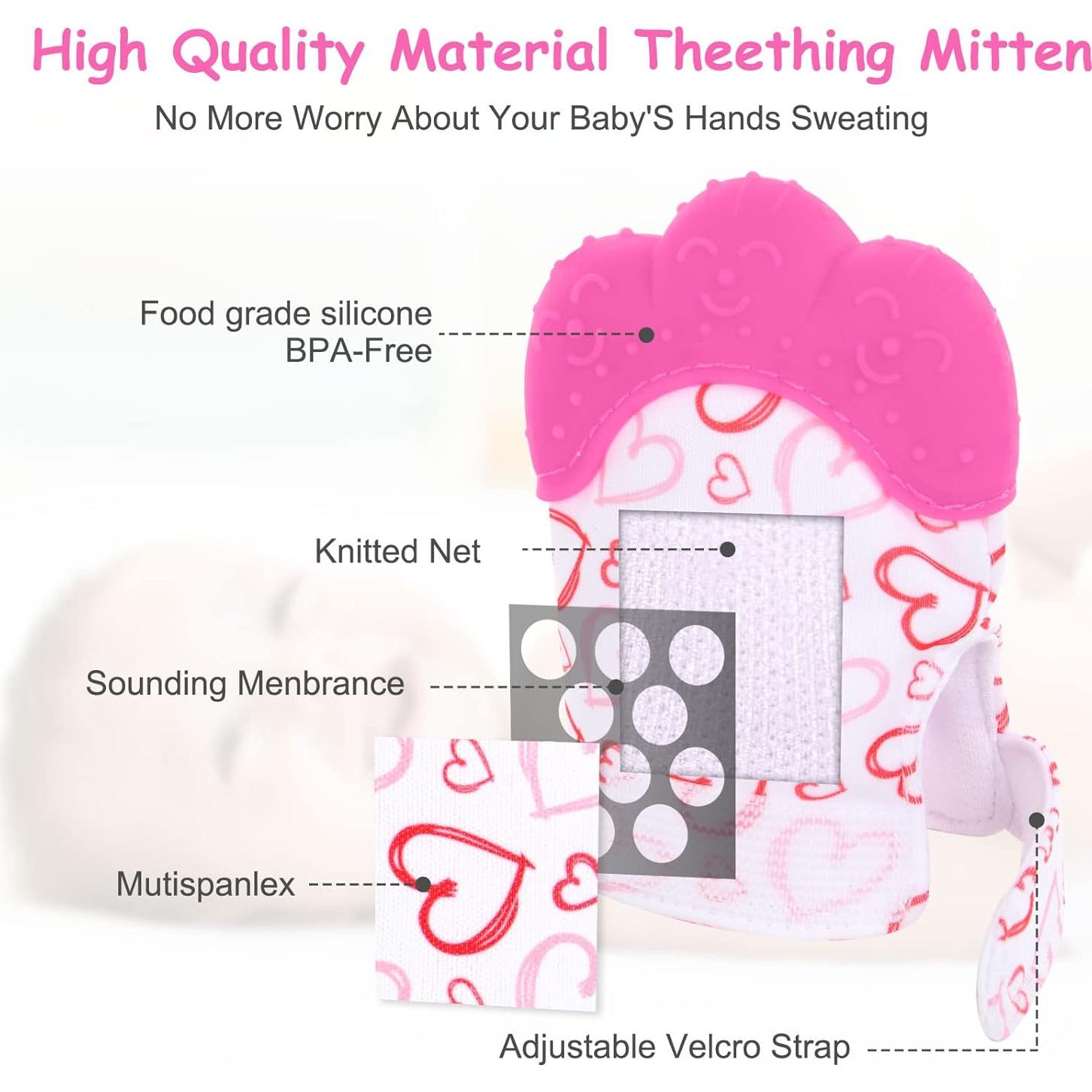 2 Mitones de Silicona para Dentición Vicloon - Rosa