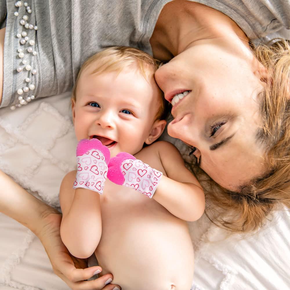 2 Mitones de Silicona para Dentición Vicloon - Rosa