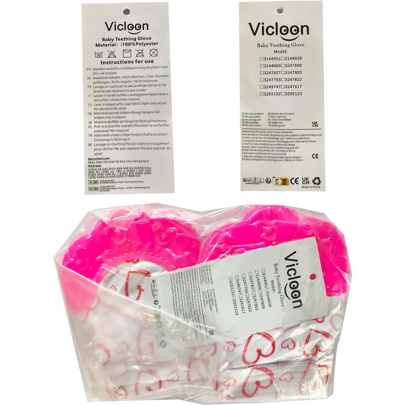 2 Mitones de Silicona para Dentición Vicloon - Rosa