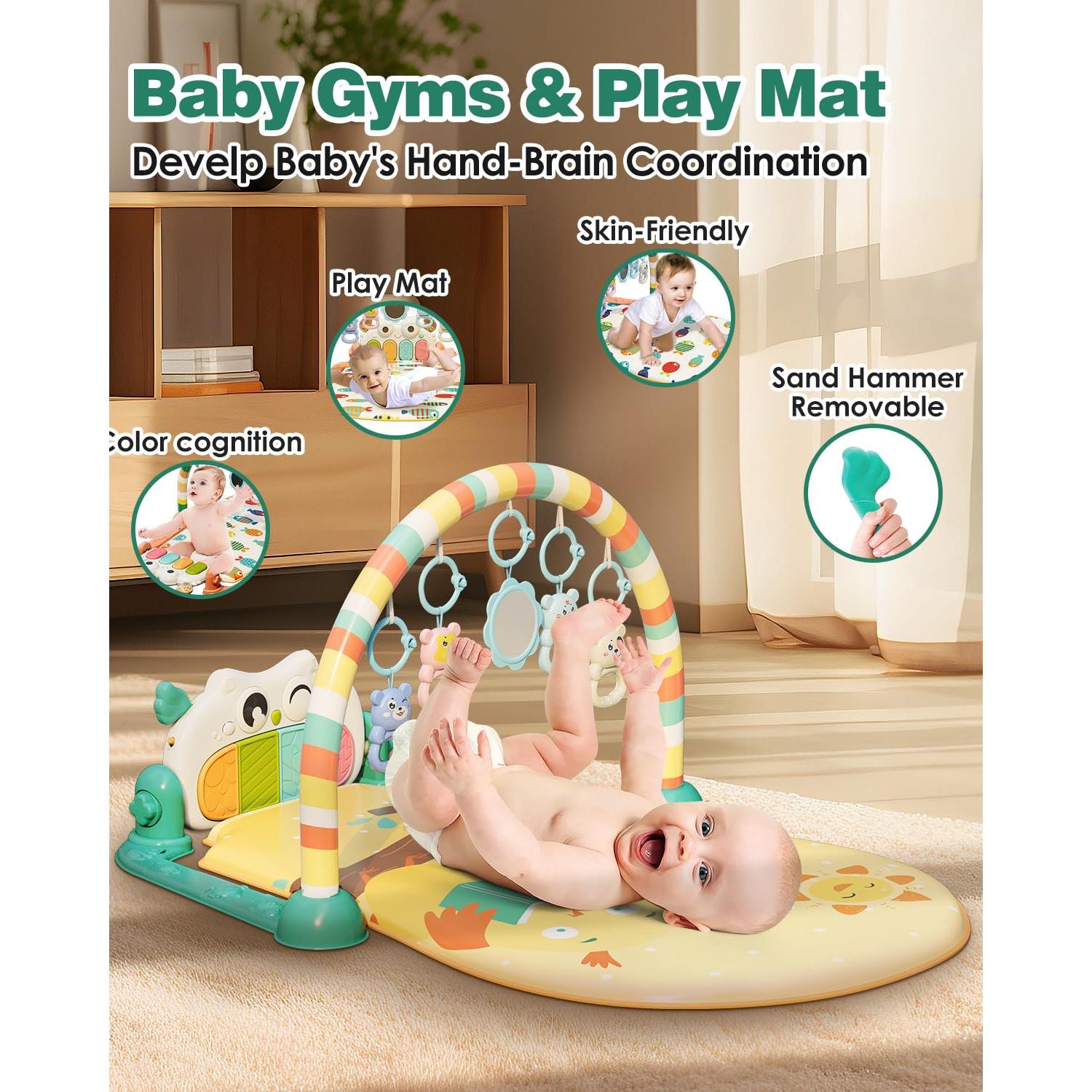 Alfombra de Juego para Bebés Dearlomum con Piano Amarillo