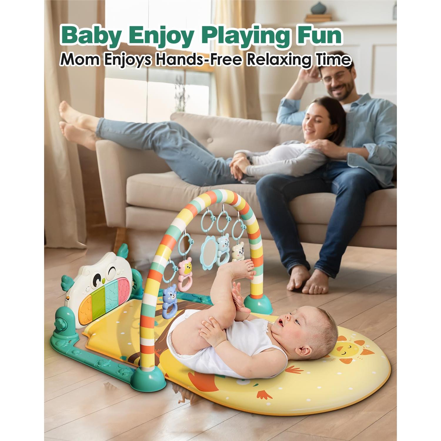 Alfombra de Juego para Bebés Dearlomum con Piano Amarillo