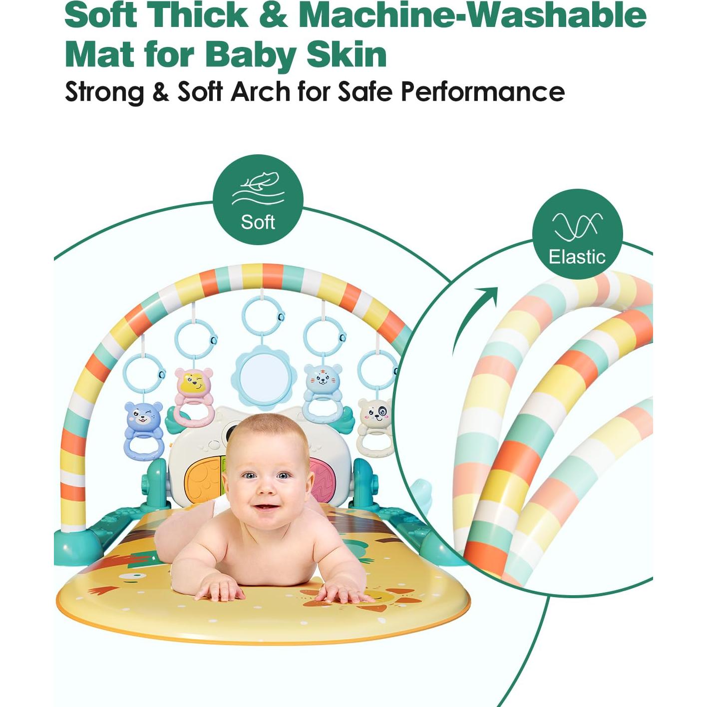 Alfombra de Juego para Bebés Dearlomum con Piano Amarillo