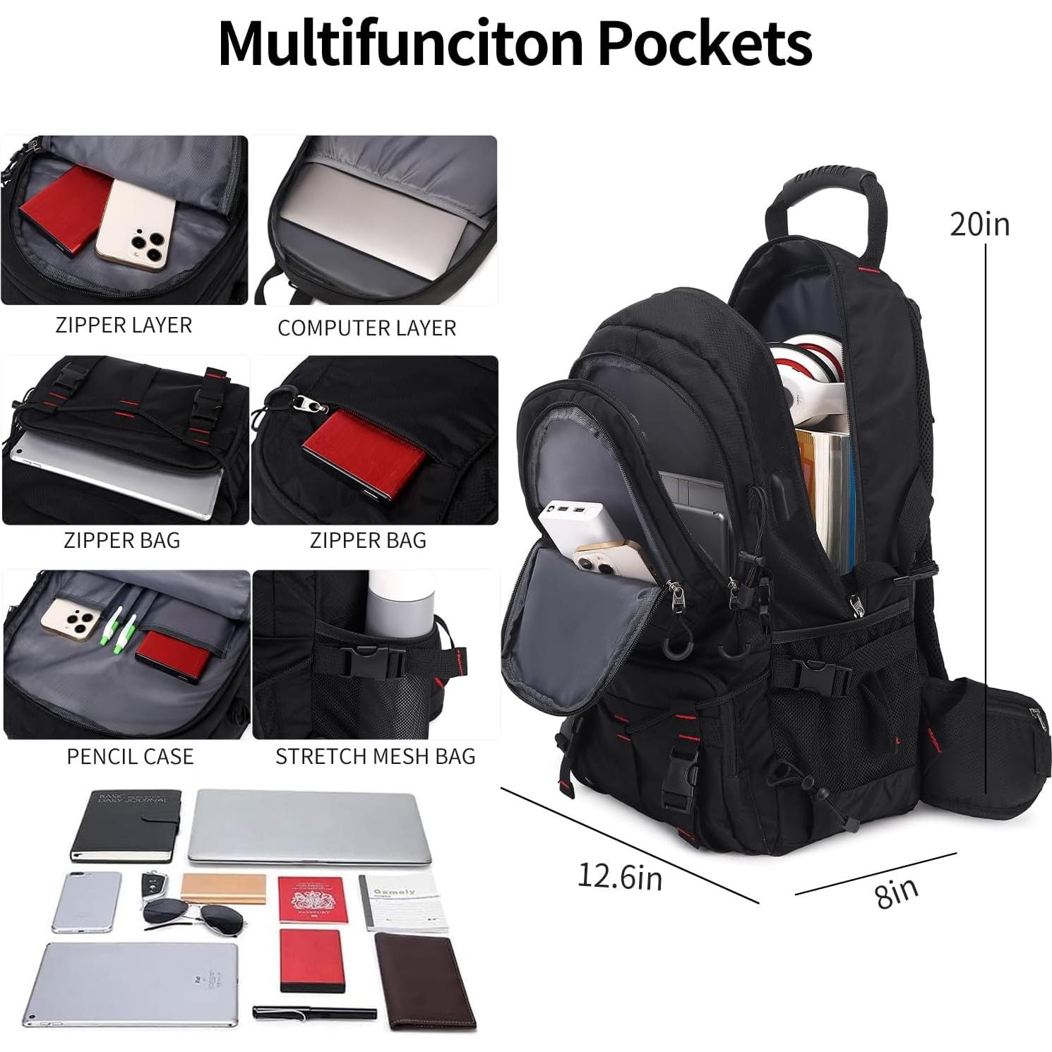 Mochila de Senderismo Nerlion 40L Impermeable Unisex Negra