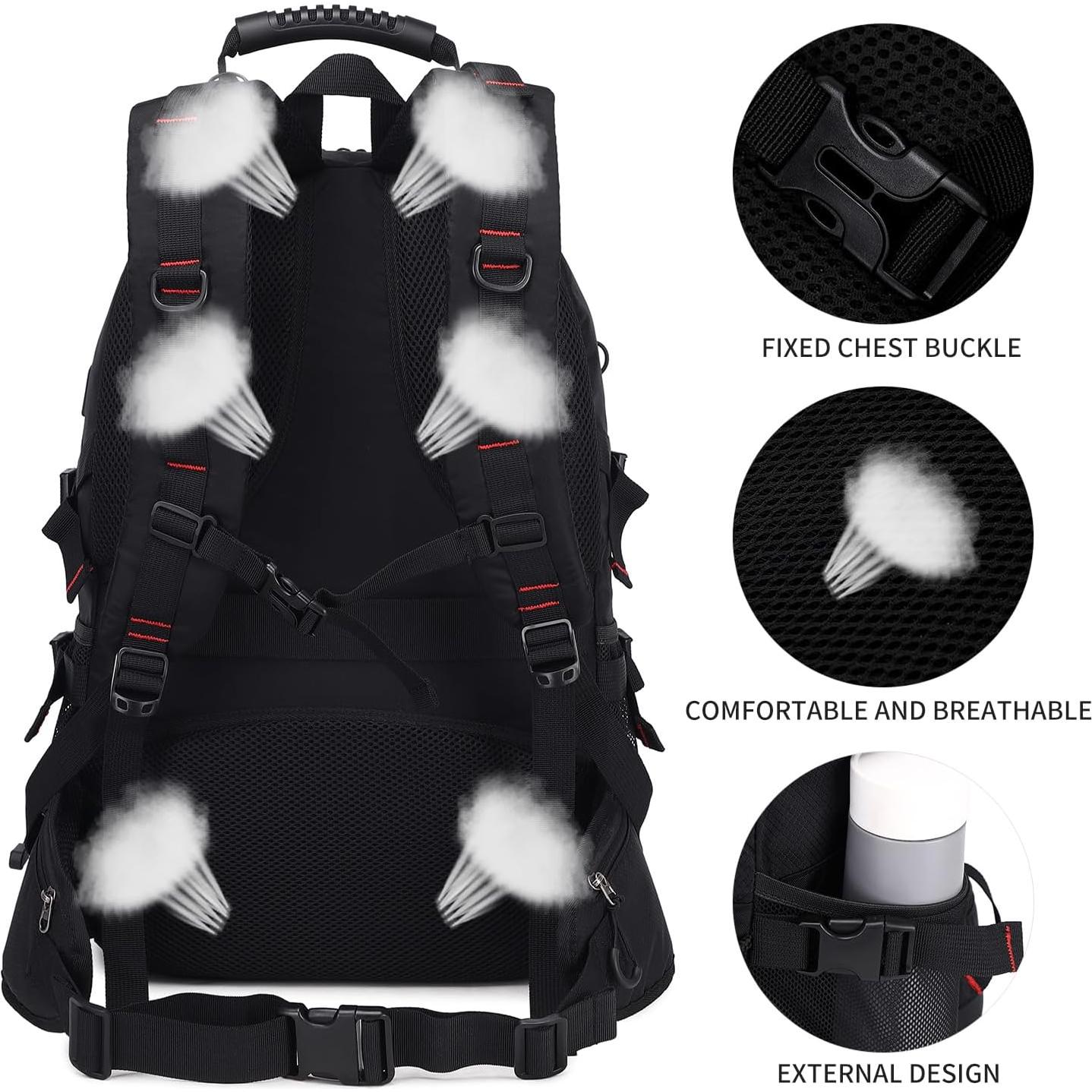 Mochila de Senderismo Nerlion 40L Impermeable Unisex Negra