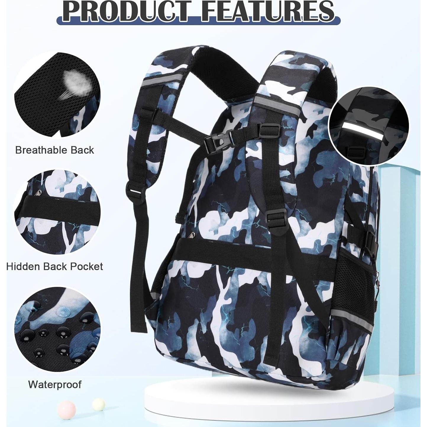 Mochila Camo Táctica Niños 30x45cm con Almuerzo y Estuche