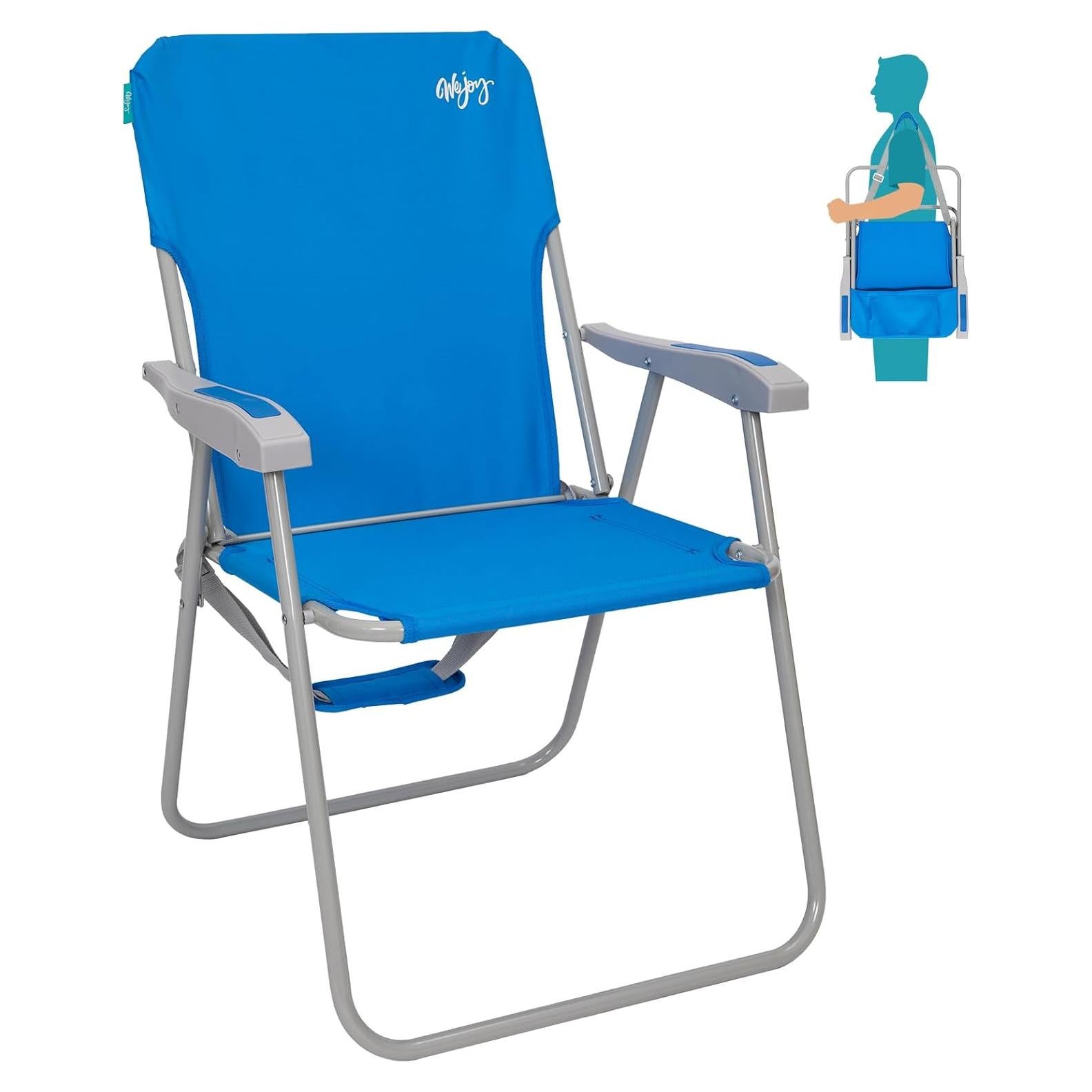 Silla de Playa Plegable WEJOY BC Azul Respaldo Alto 136kg