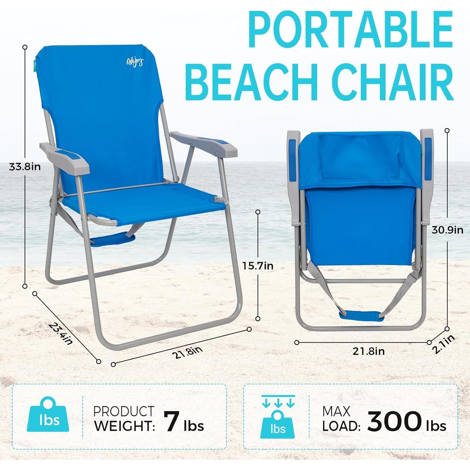 Silla de Playa Plegable WEJOY BC Azul Respaldo Alto 136kg