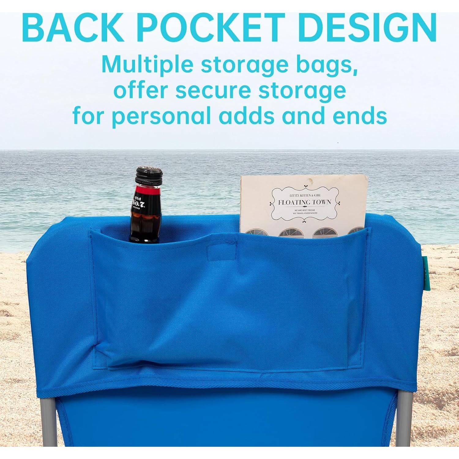 Silla de Playa Plegable WEJOY BC Azul Respaldo Alto 136kg