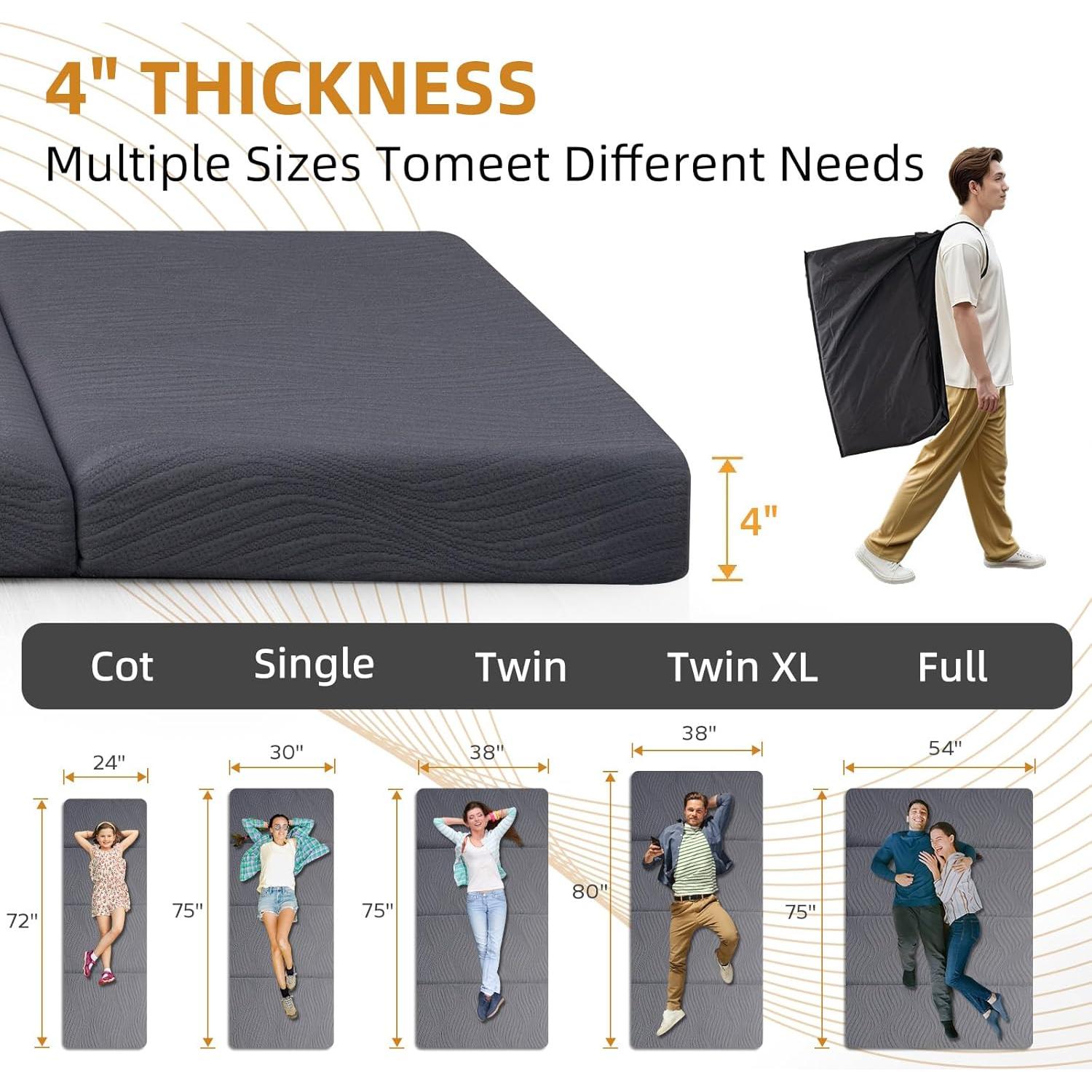 Colchón de Camping GEMBED Twin XL 4 Pulgadas Espuma Viscoelástica