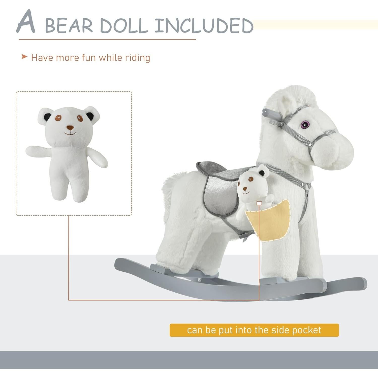 Caballo de Madera para Niños Aosom Blanco con Sonidos