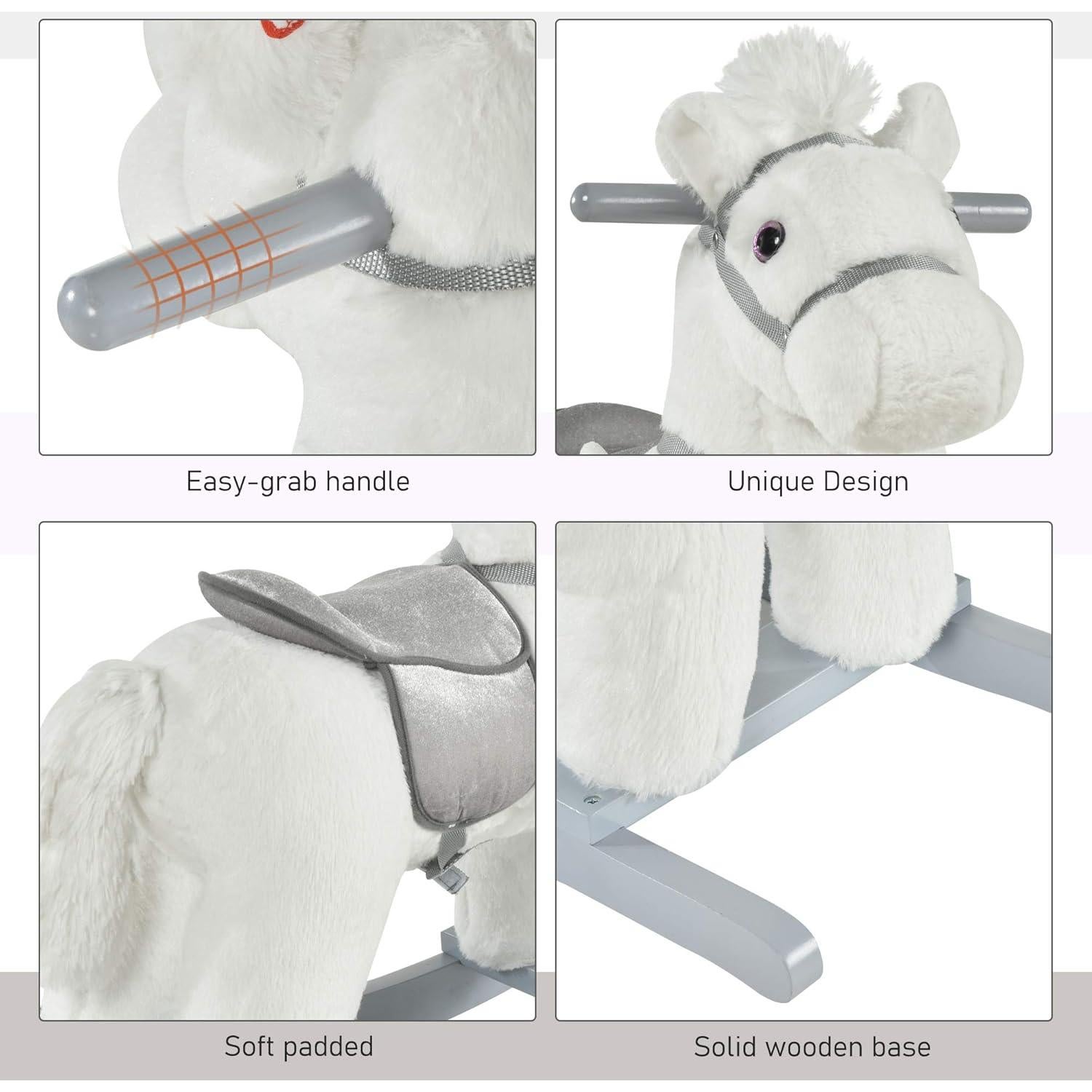 Caballo de Madera para Niños Aosom Blanco con Sonidos