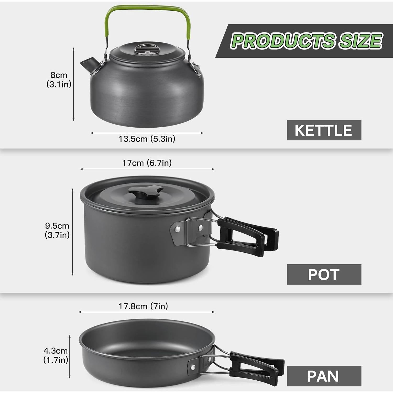 Kit de Cocina para Camping TOMSHOO 22 Piezas Aluminio 2.2L