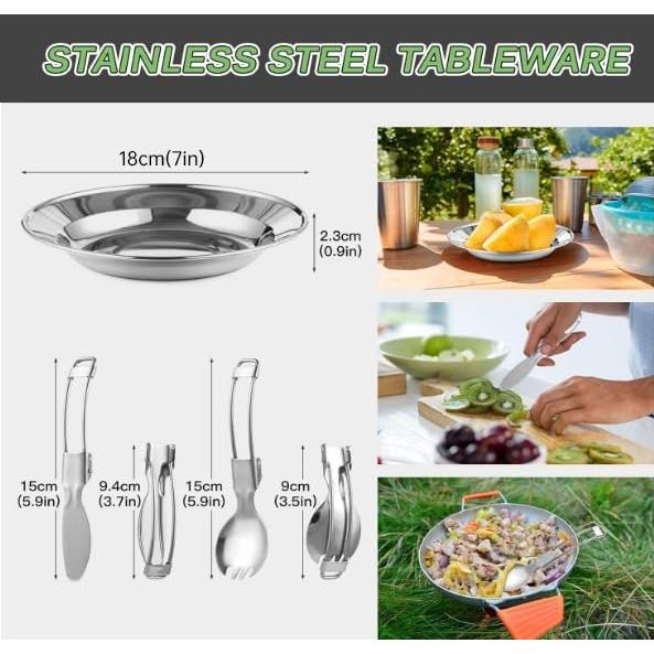 Kit de Cocina para Camping TOMSHOO 22 Piezas Aluminio 2.2L