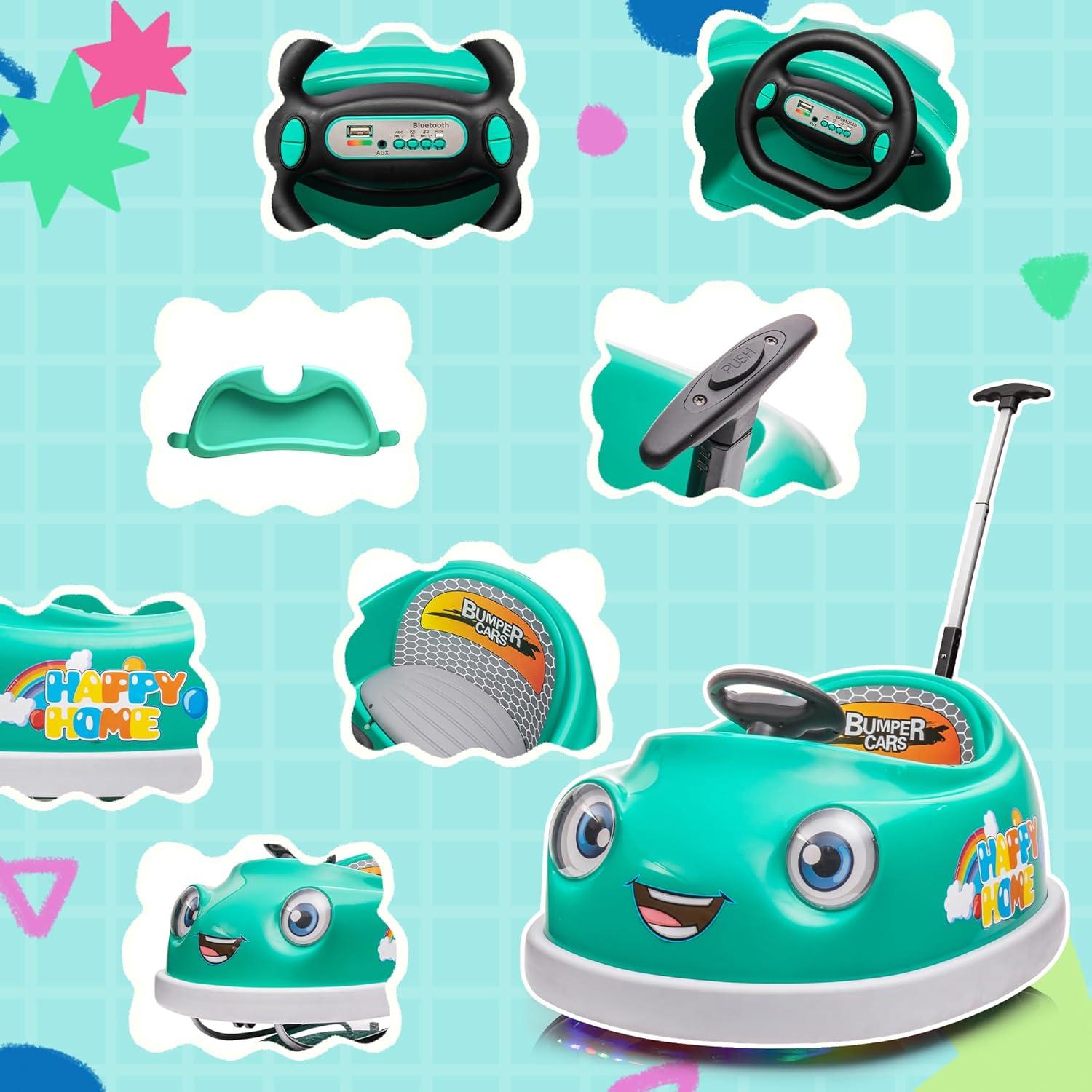 Coche de choque eléctrico 12V Wangwangwang verde para niños