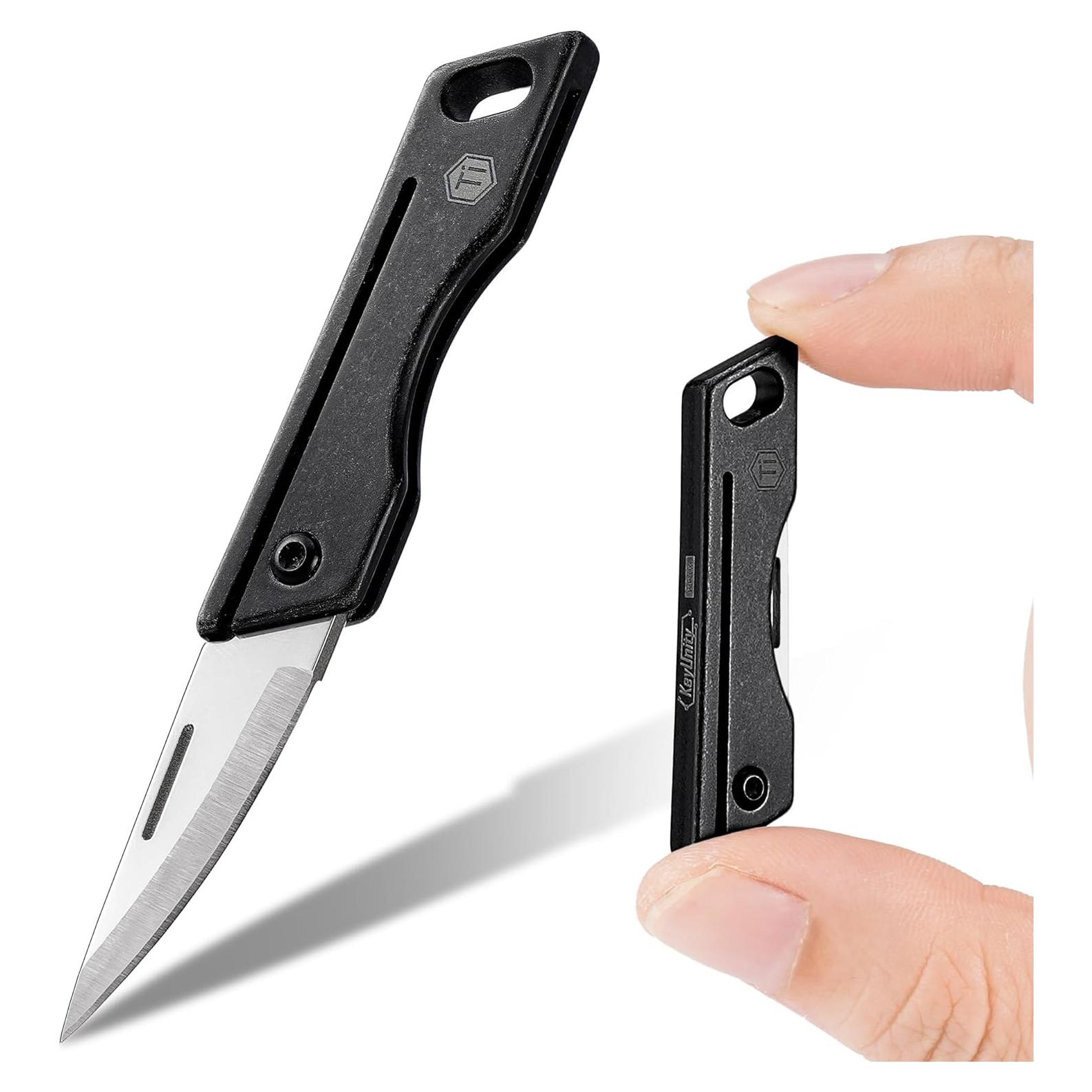 Cuchillo de bolsillo KeyUnity KK06BK de titanio - Hoja D2 5.58 cm