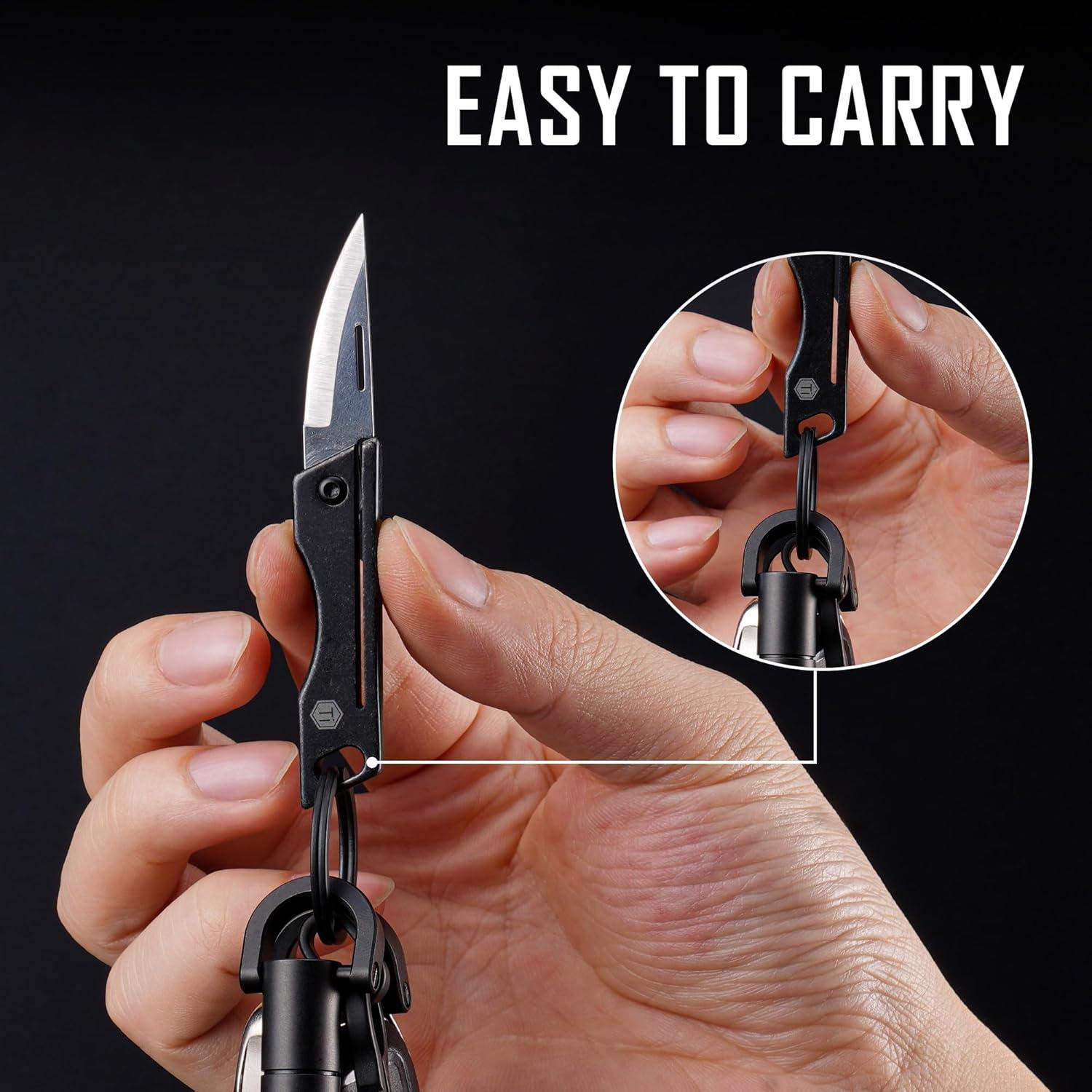 Cuchillo de bolsillo KeyUnity KK06BK de titanio - Hoja D2 5.58 cm