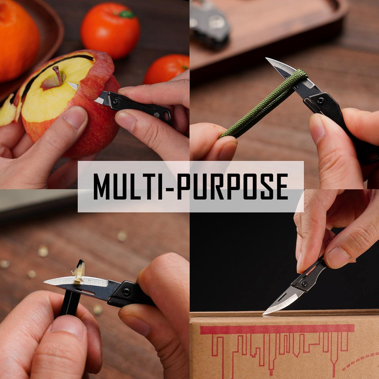 Cuchillo de bolsillo KeyUnity KK06BK de titanio - Hoja D2 5.58 cm