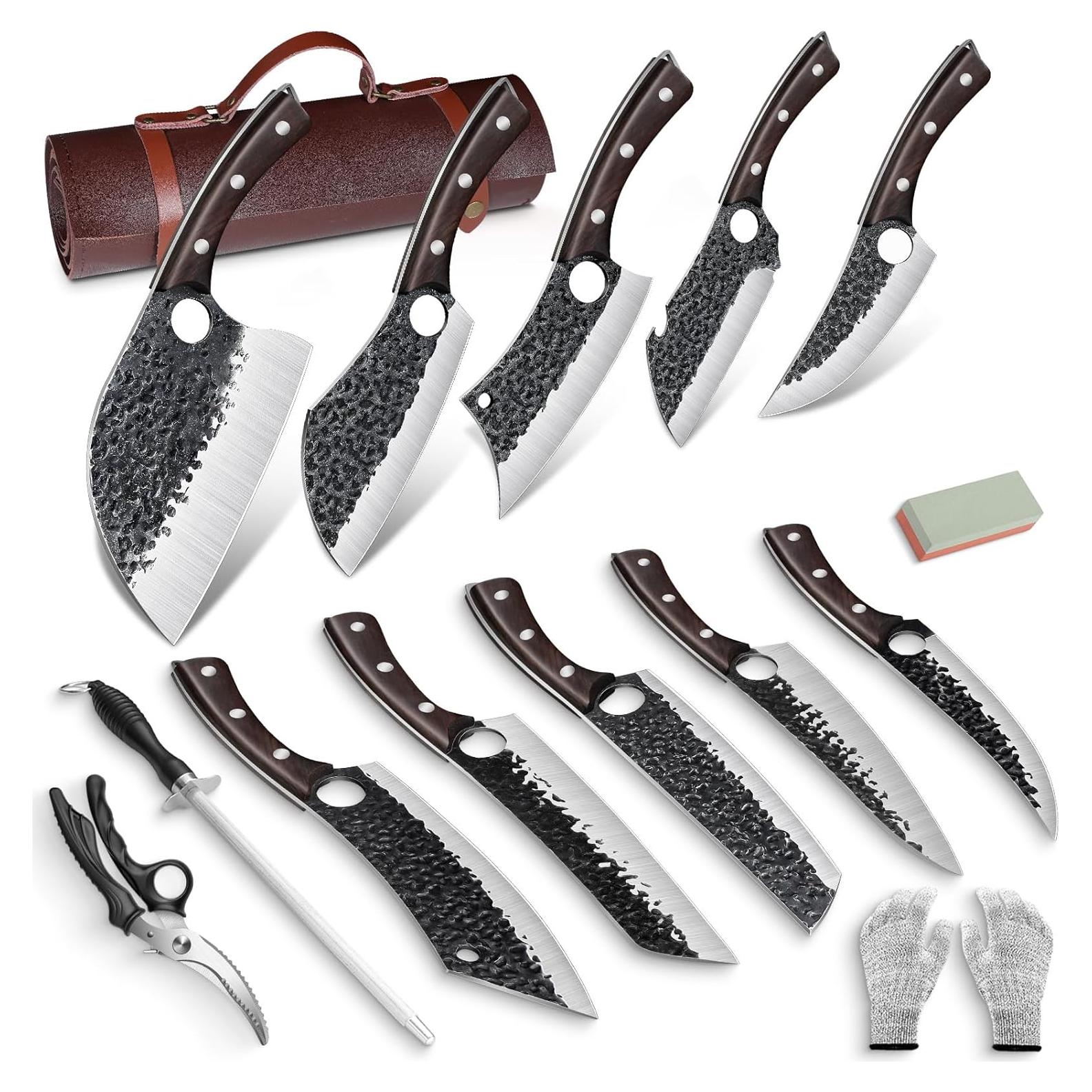 Juego de cuchillos de chef DRGSKL 10 piezas acero al carbono