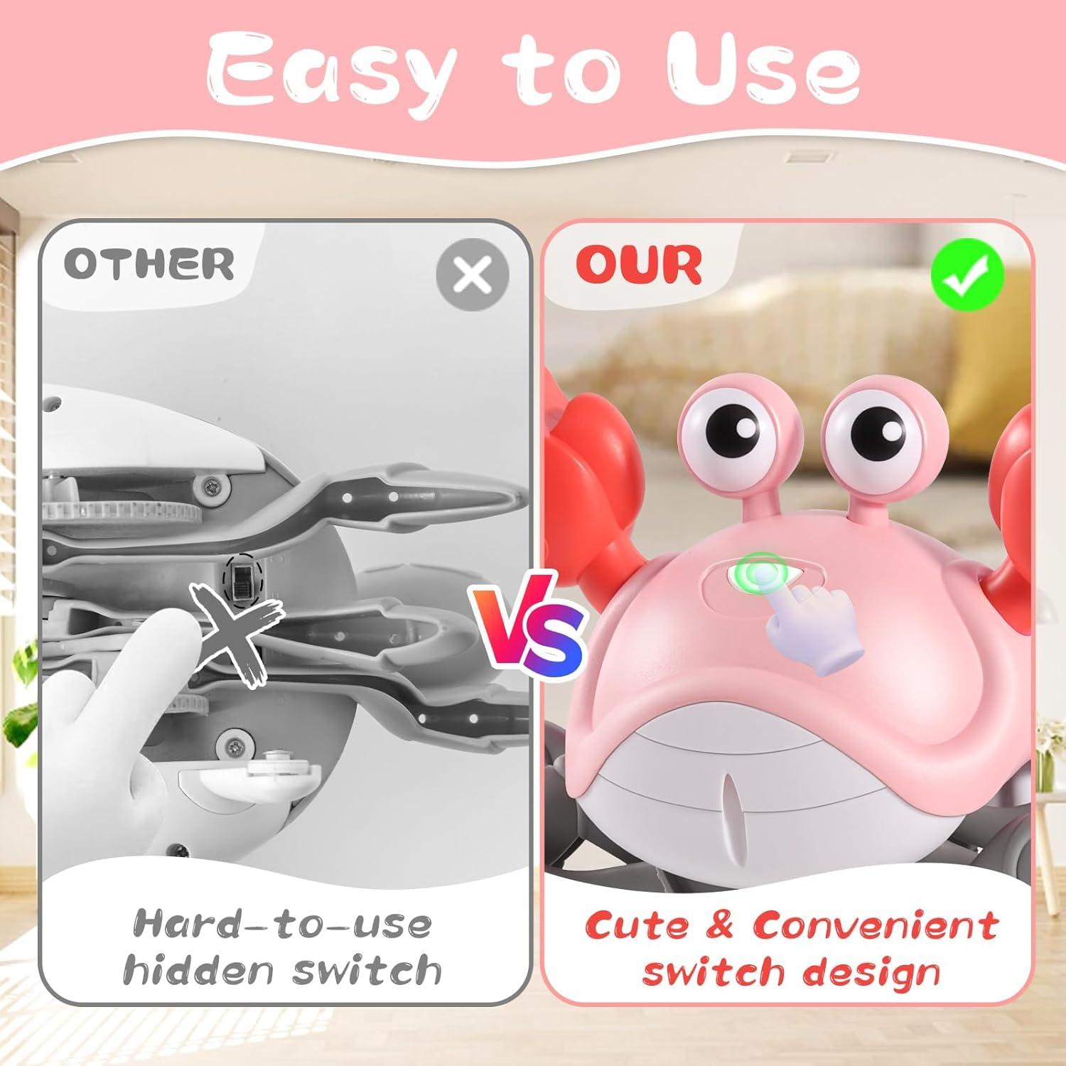 Cangrejo Gateador Rosa Gigilli con Música y Control de Velocidad