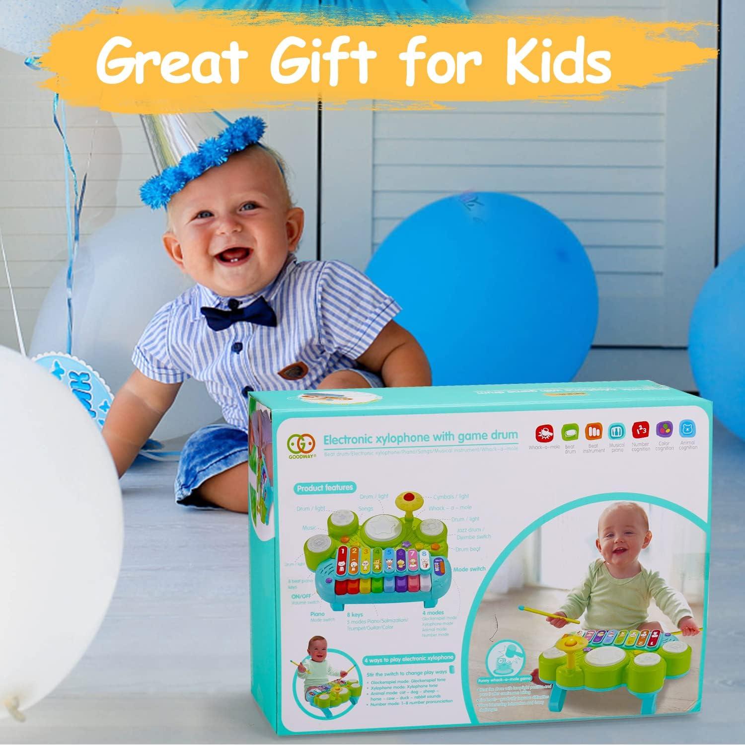 Juguete Musical 3 en 1 AugToy Piano Xilófono Batería 1-3 Años