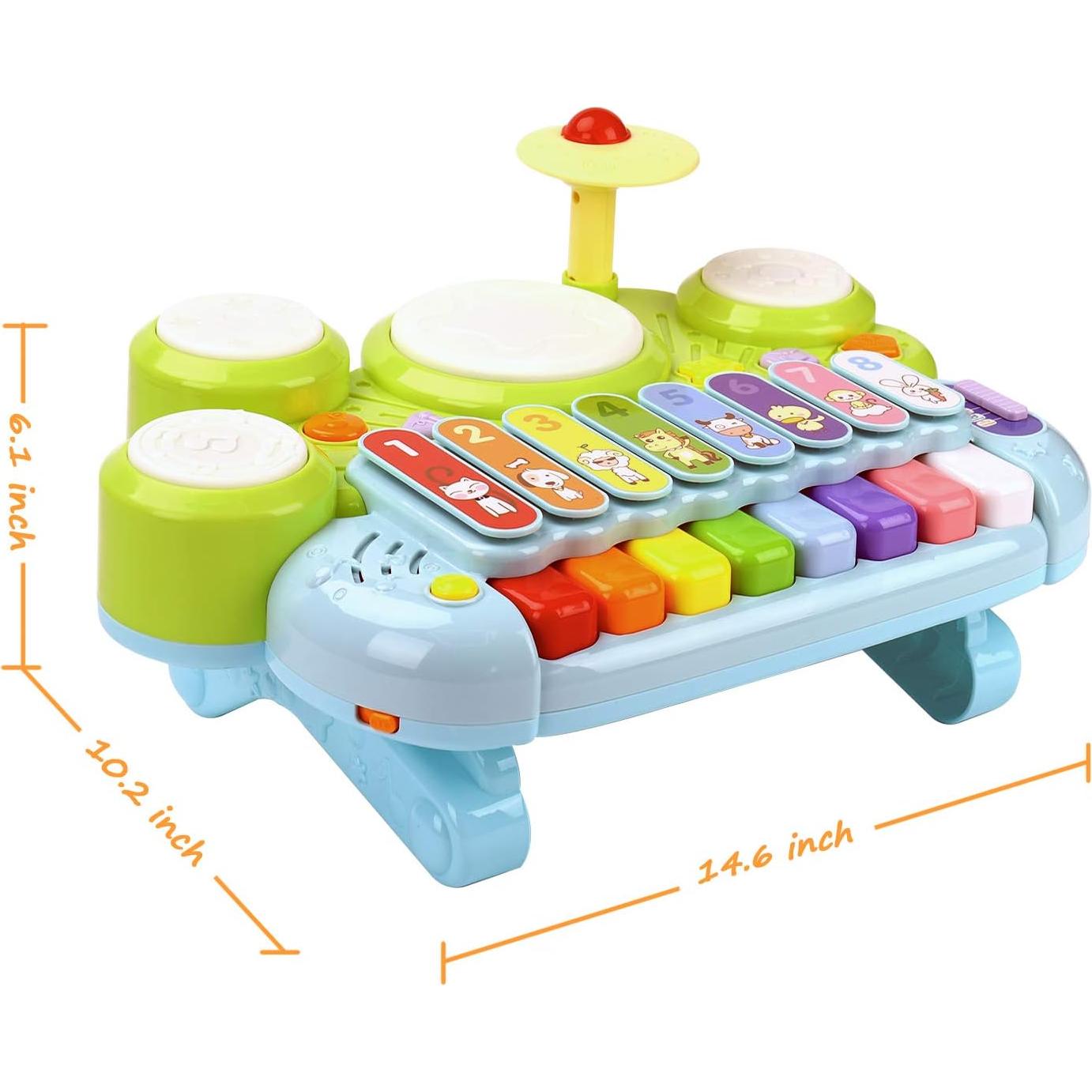 Juguete Musical 3 en 1 AugToy Piano Xilófono Batería 1-3 Años
