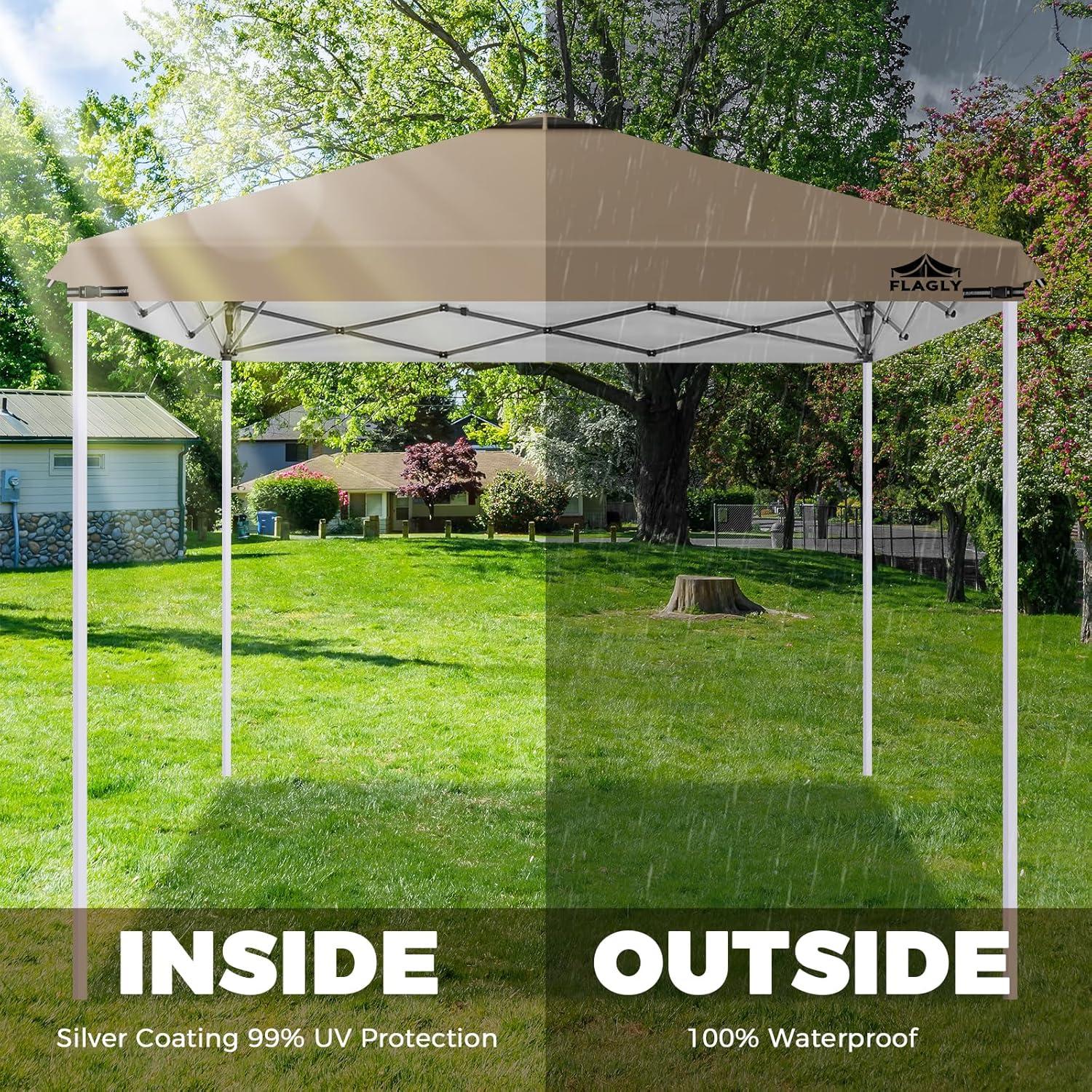 Cubierta Superior de Carpa FLAGLY 10x10ft Impermeable Caqui