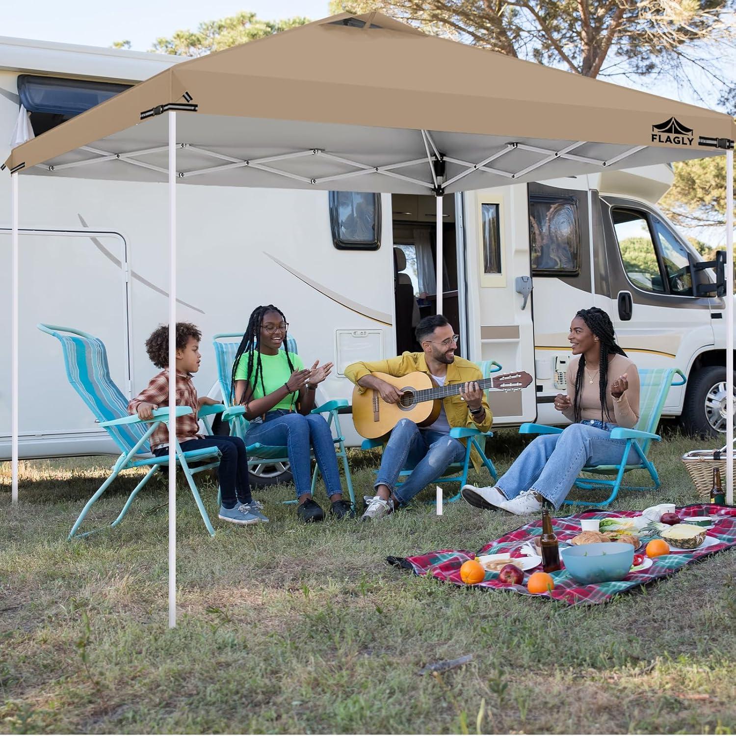 Cubierta Superior de Carpa FLAGLY 10x10ft Impermeable Caqui