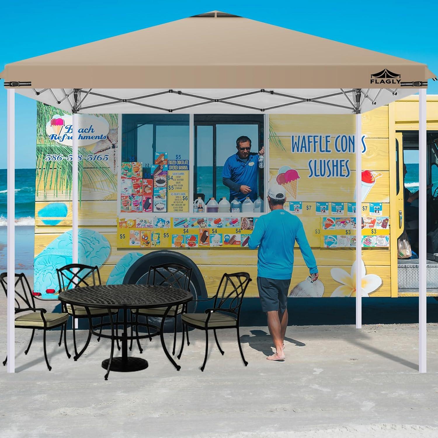 Cubierta Superior de Carpa FLAGLY 10x10ft Impermeable Caqui