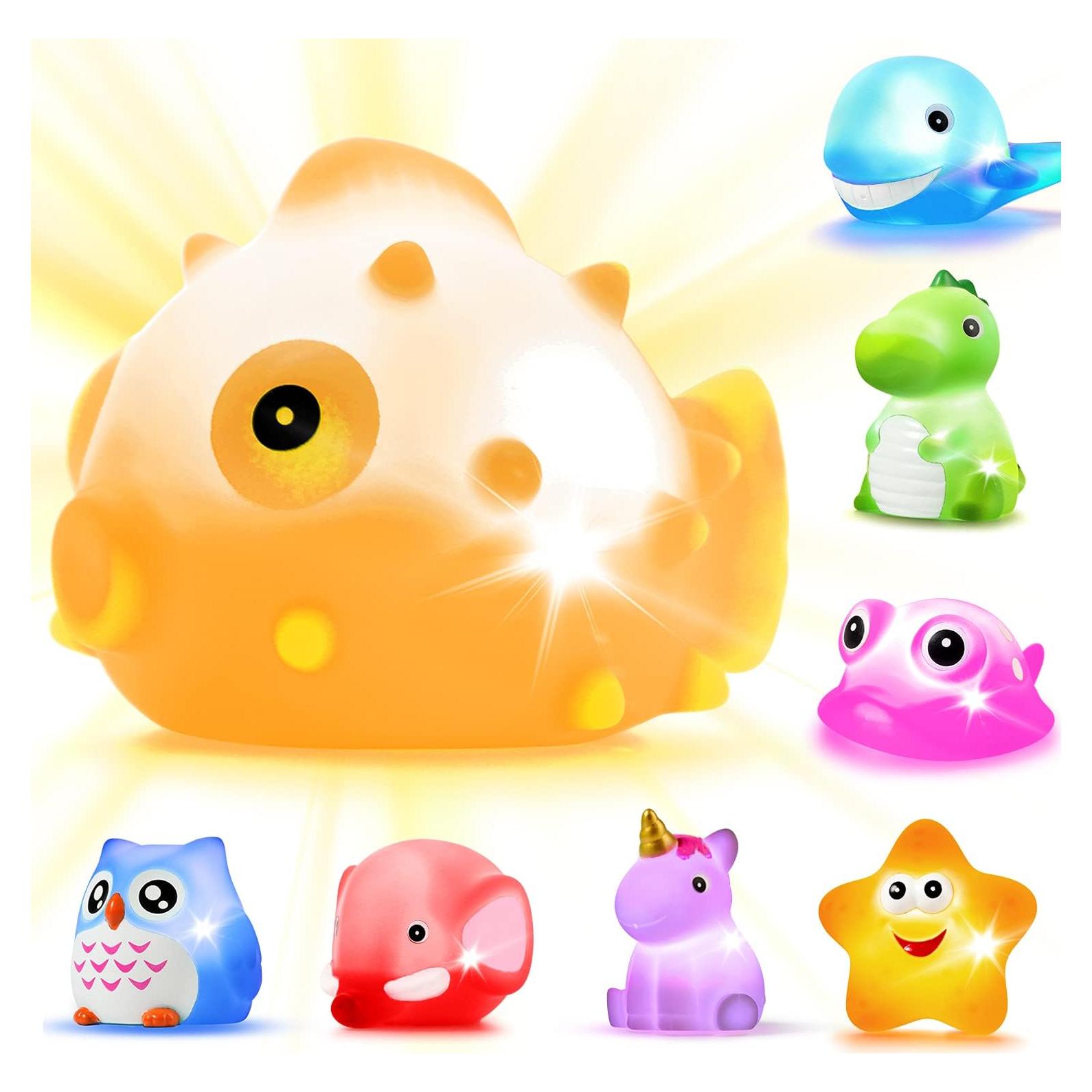 Juguetes de Baño Flotantes JASNKKONT 8 Pcs Animales Luz