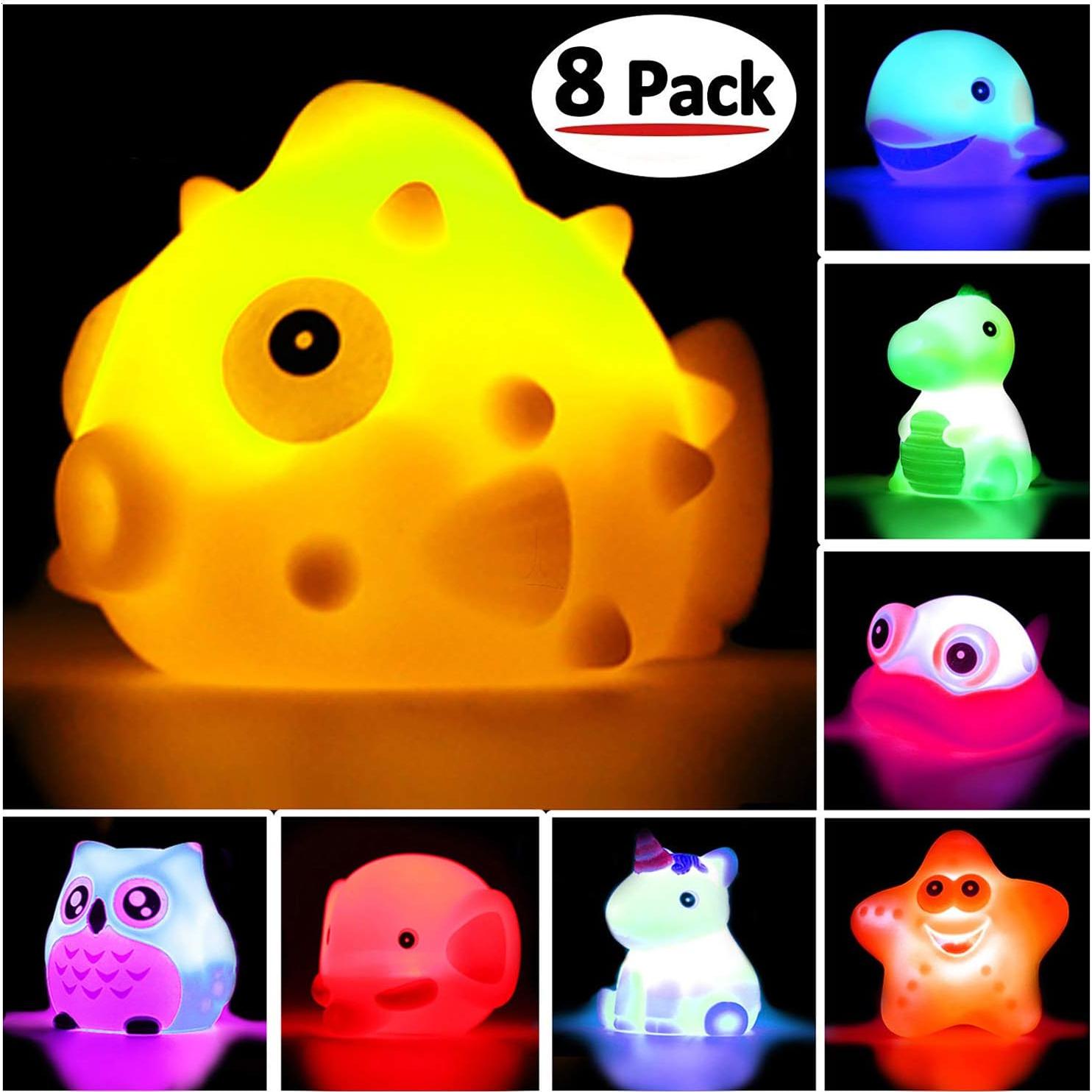 Juguetes de Baño Flotantes JASNKKONT 8 Pcs Animales Luz