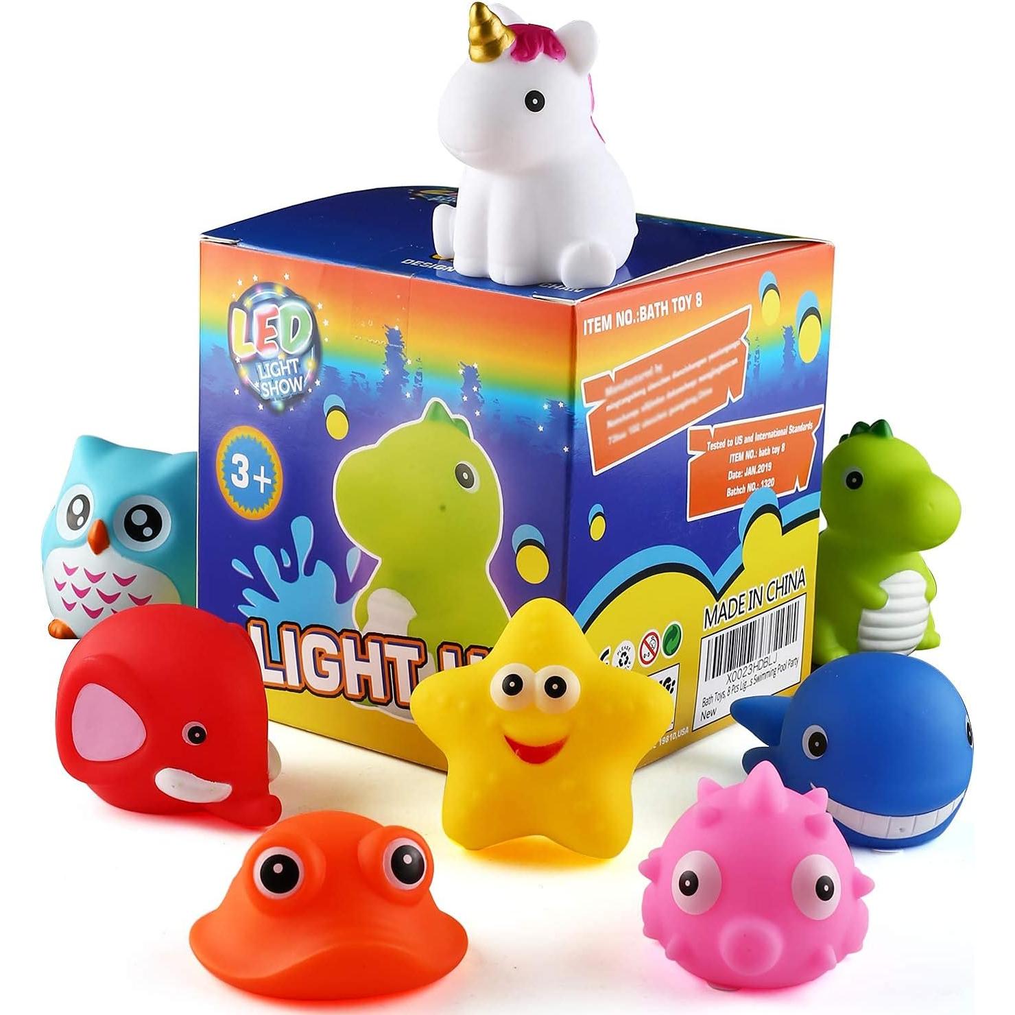 Juguetes de Baño Flotantes JASNKKONT 8 Pcs Animales Luz