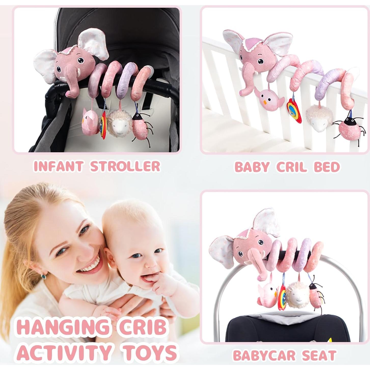 Juguetes para Silla de Auto Koty Elefante Rosa 0-12 Meses