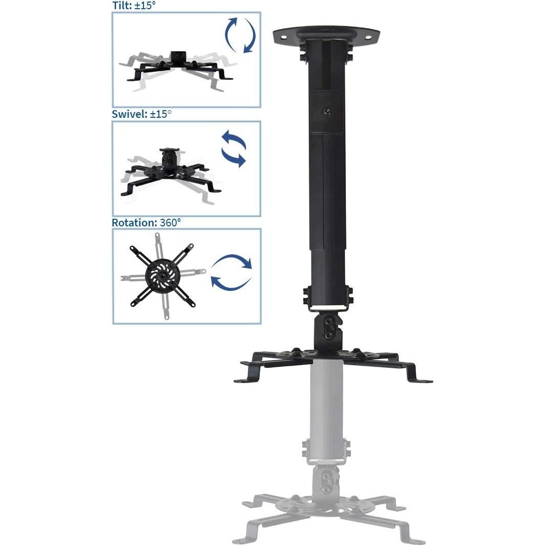 Soporte de Proyector de Techo VIVO MOUNT-VP02B Ajustable 13.6 kg