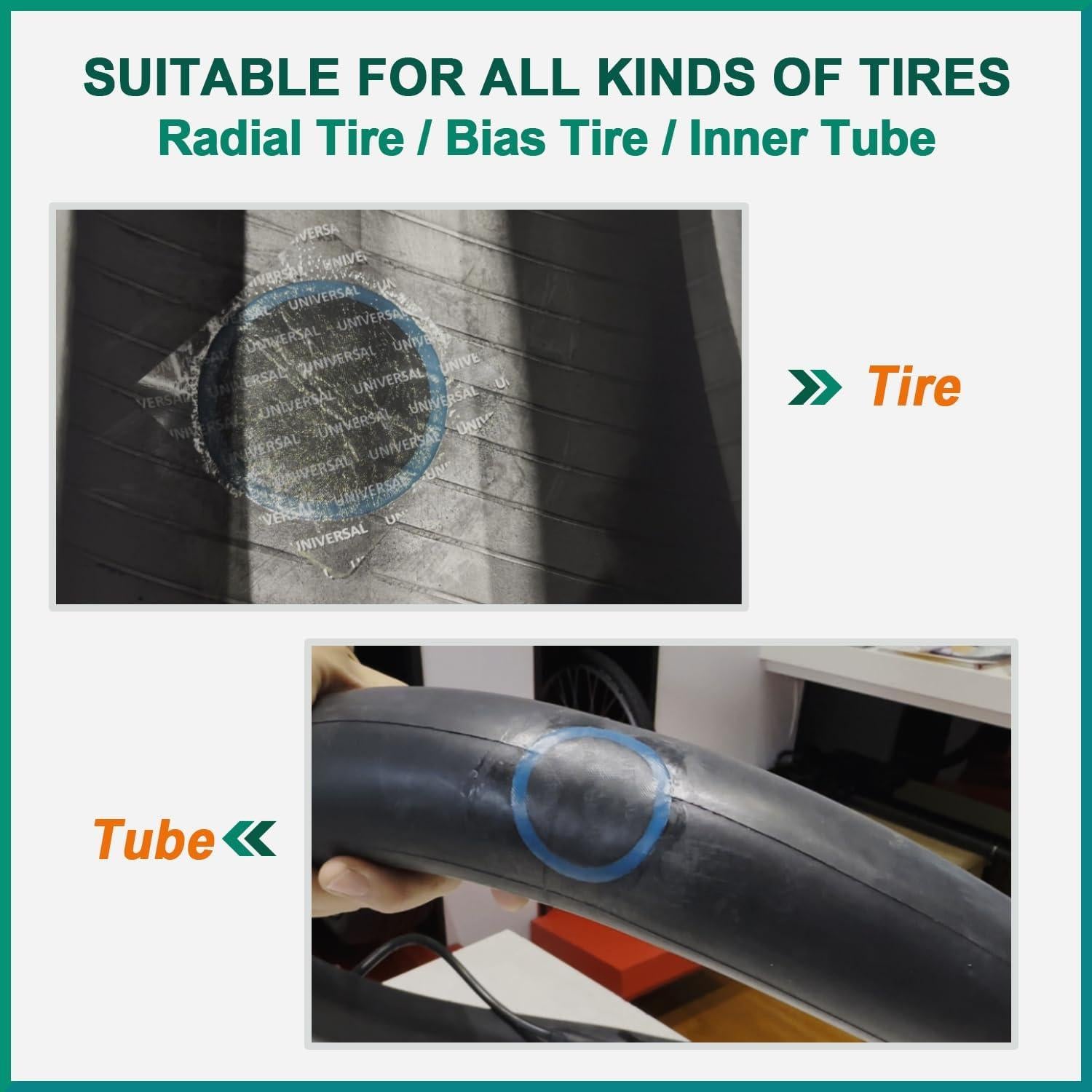 Kit de Parche Universal PAX 30 Pcs 55x55mm + Cemento Verde 250ml