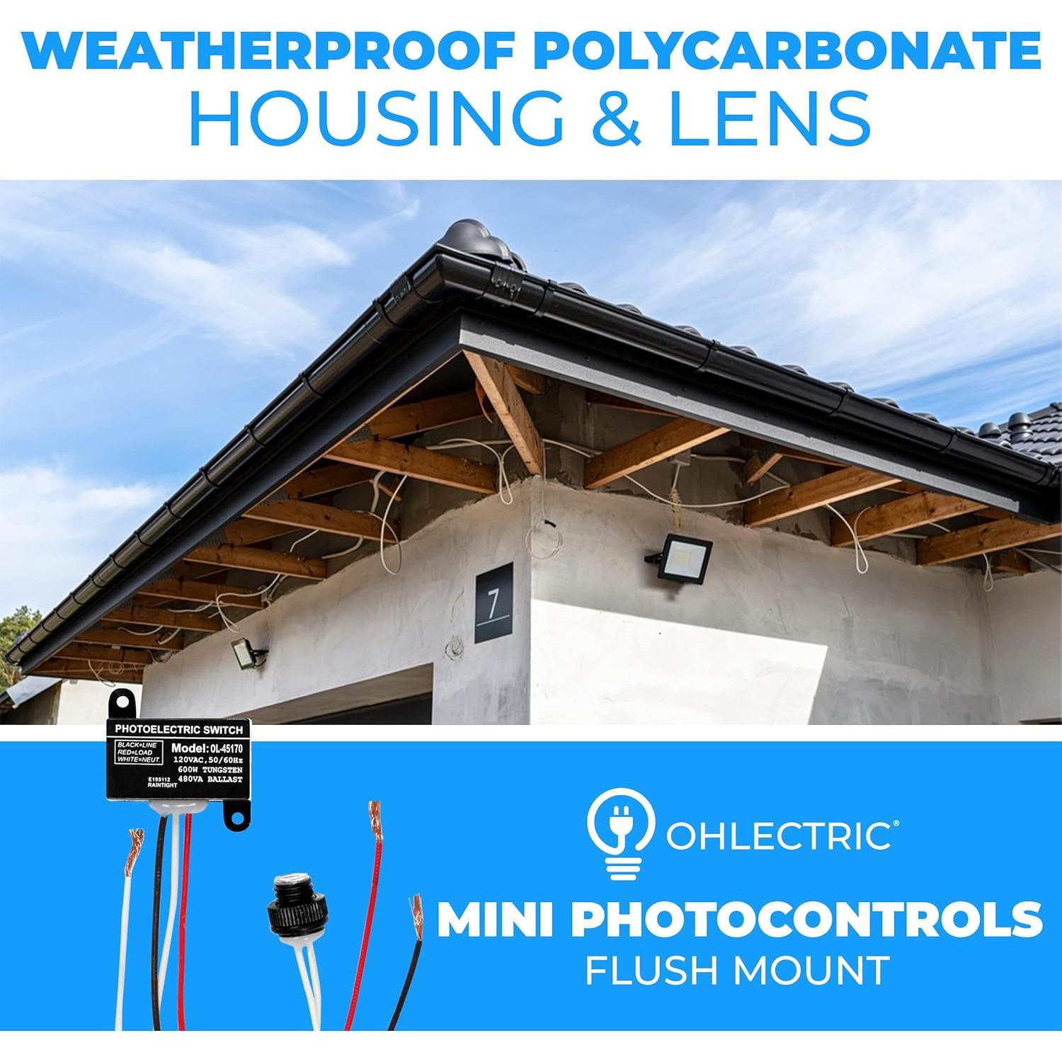 Sensor Fotoeléctrico OhLectric 120V Mini Montaje Empotrado