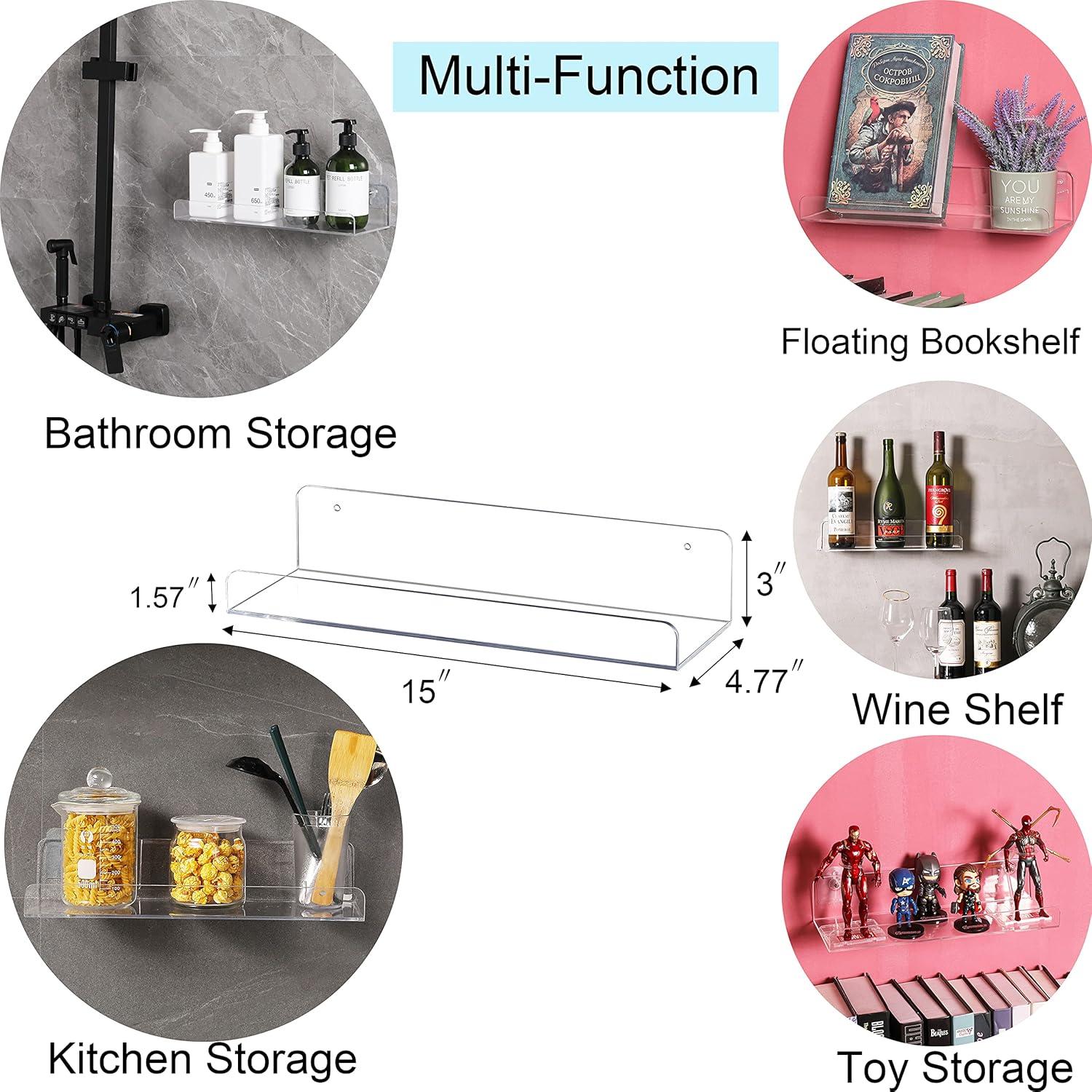 Estante Flotante Sooyee 8 Piezas Acrílico Transparente 38.1x12.1 cm