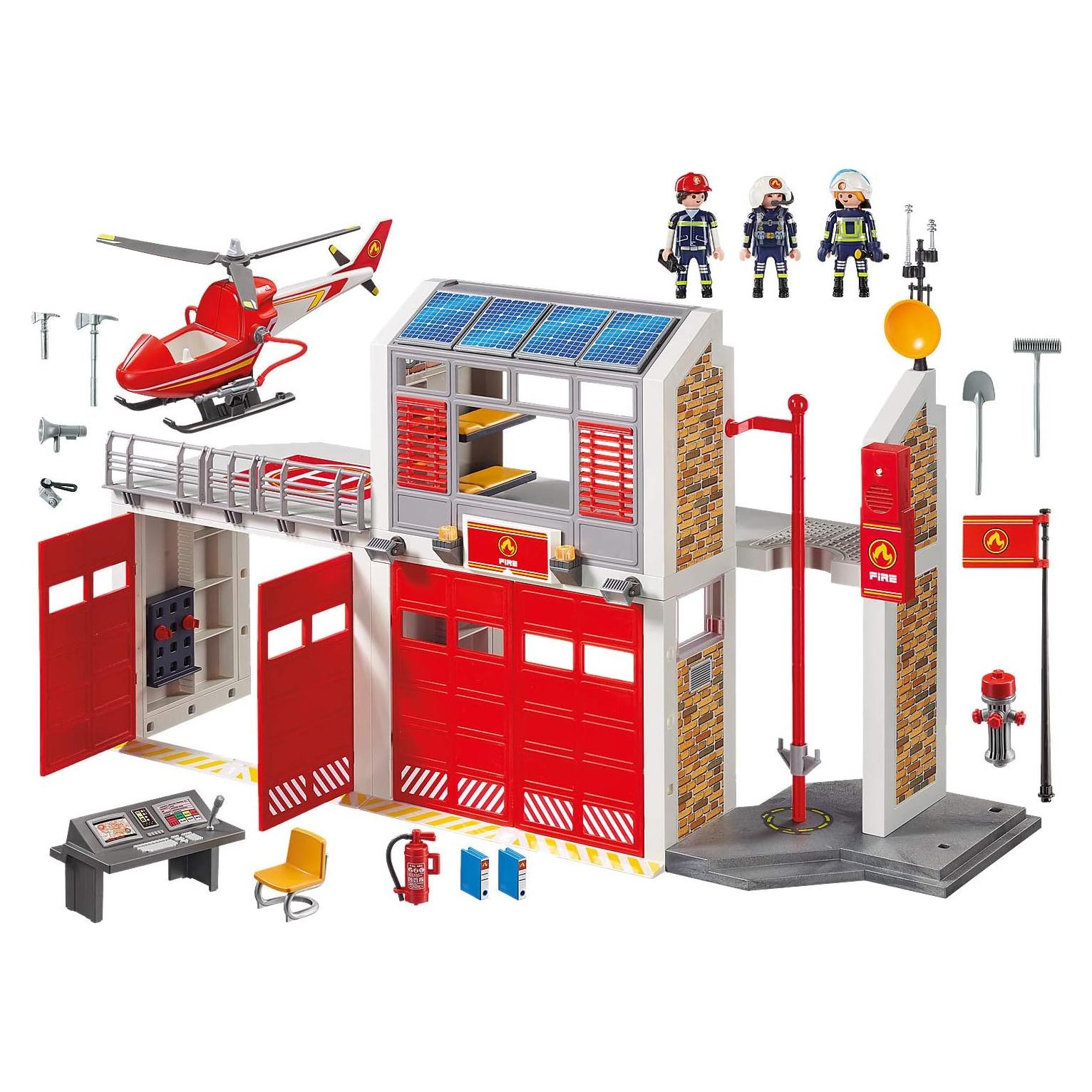 Estación de Bomberos Playmobil 9462 con Helicóptero y Accesorios