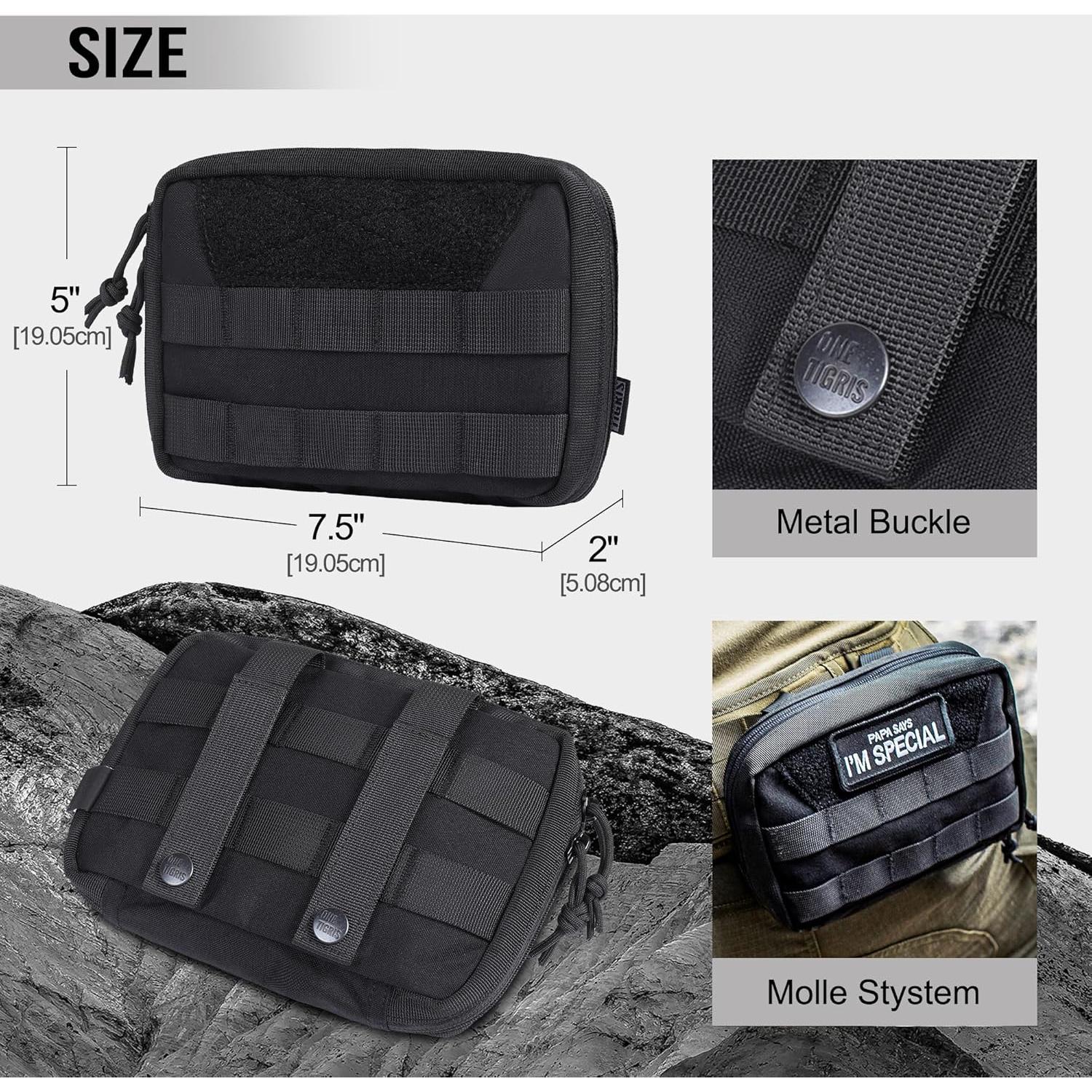 Bolsa Administrativa MOLLE OneTigris 19x12.7x5cm Nylon Negro