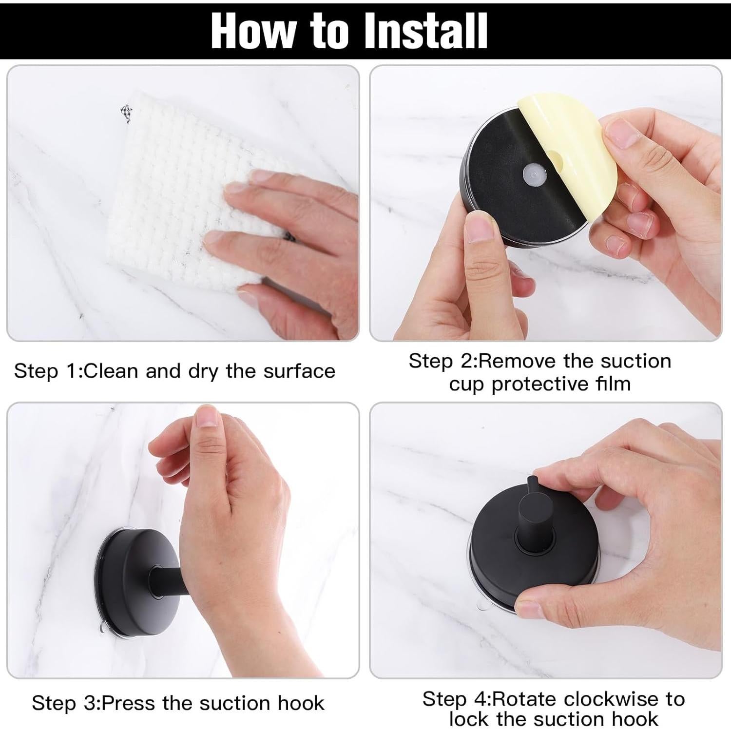 Ganchos de Ventosa Dntorx 2 Piezas Acero Inoxidable Negro