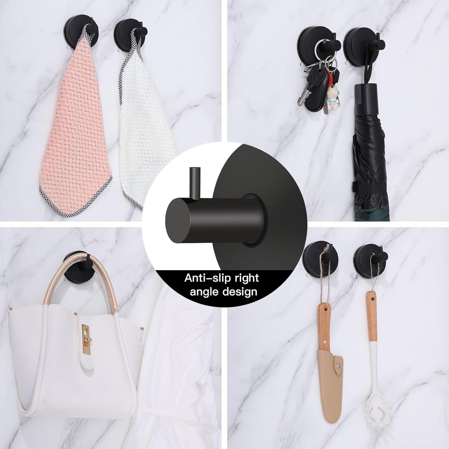 Ganchos de Ventosa Dntorx 2 Piezas Acero Inoxidable Negro