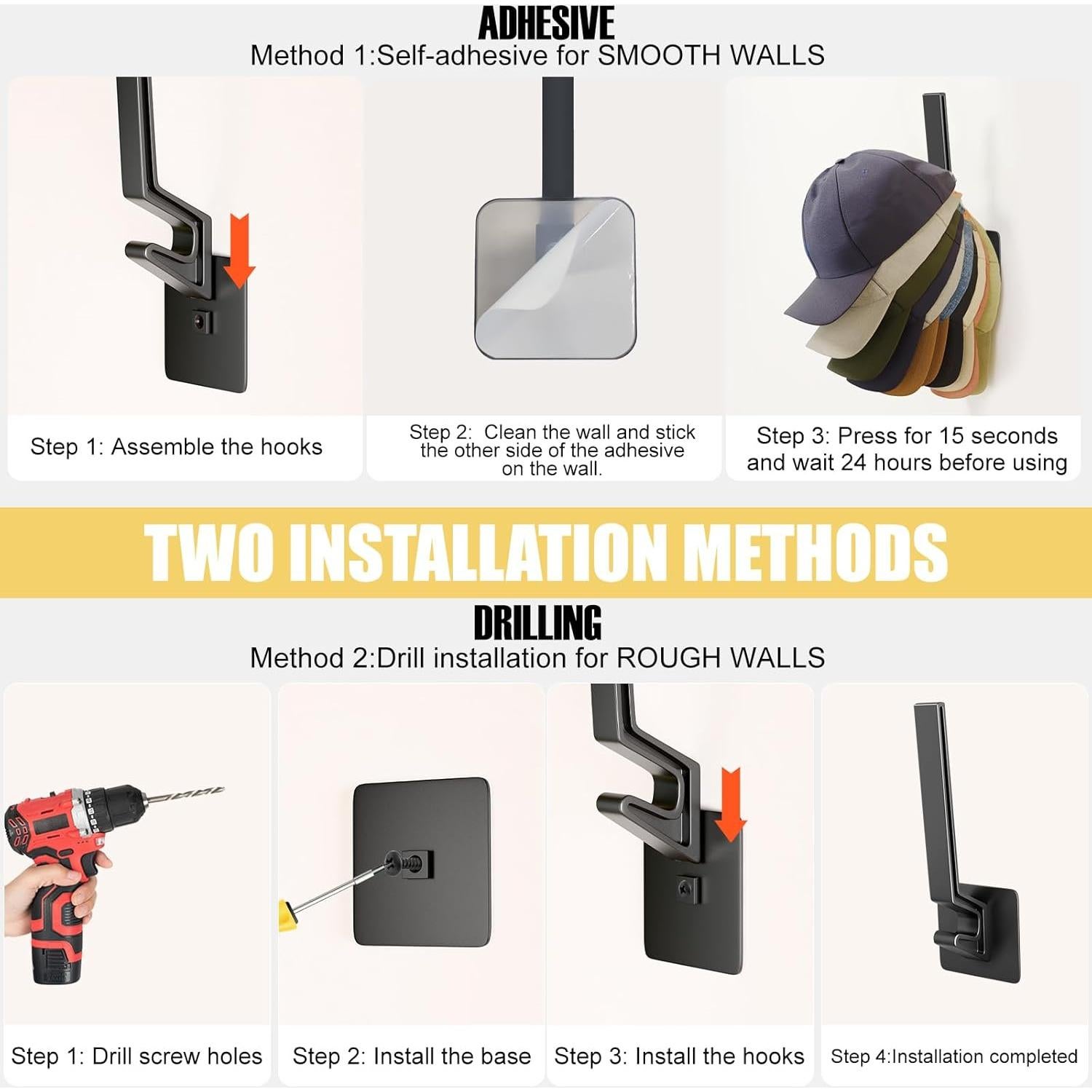 Organizador de Gorras de Béisbol MSKEI, Montaje en Pared, 2 Piezas