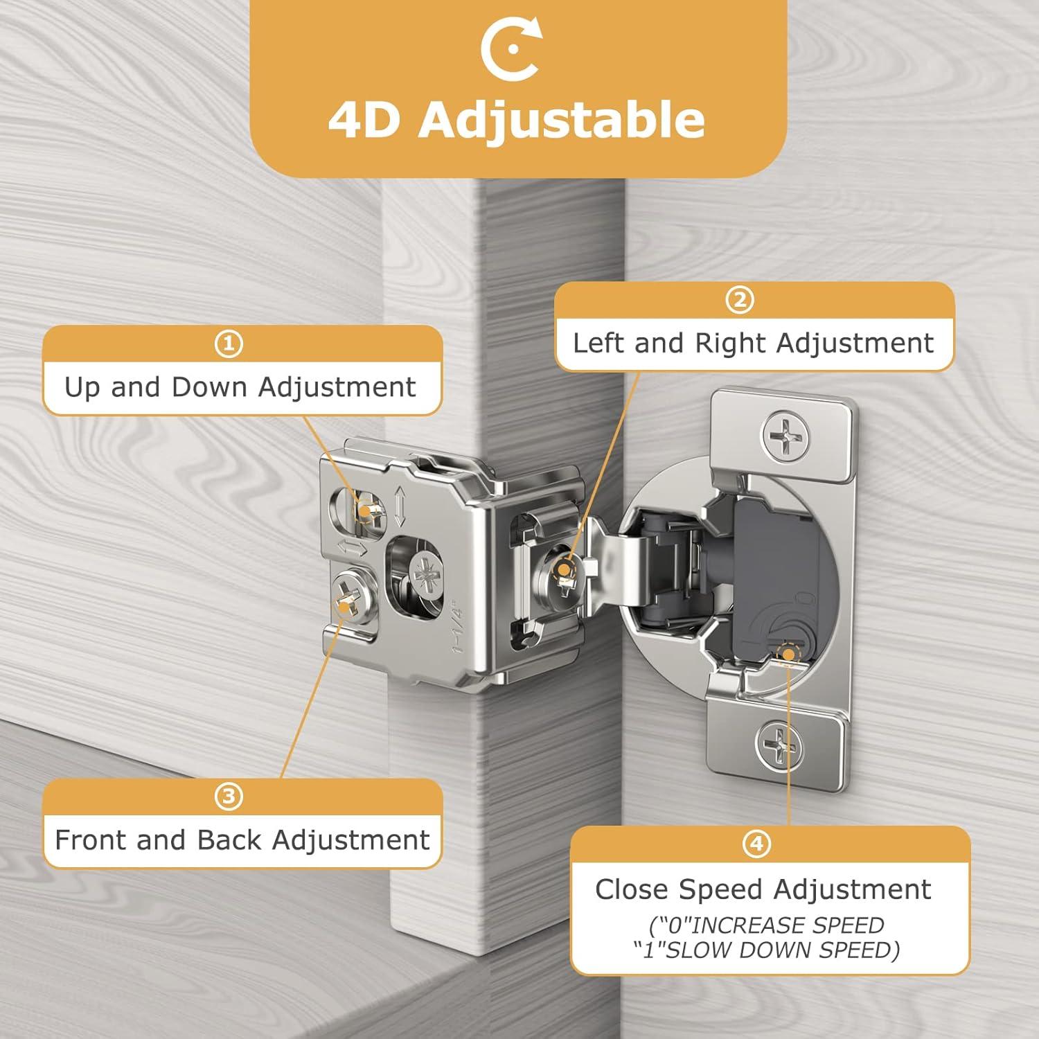 Bisagras de Gabinete Cierre Suave 1" FURNIWARE 10 Piezas