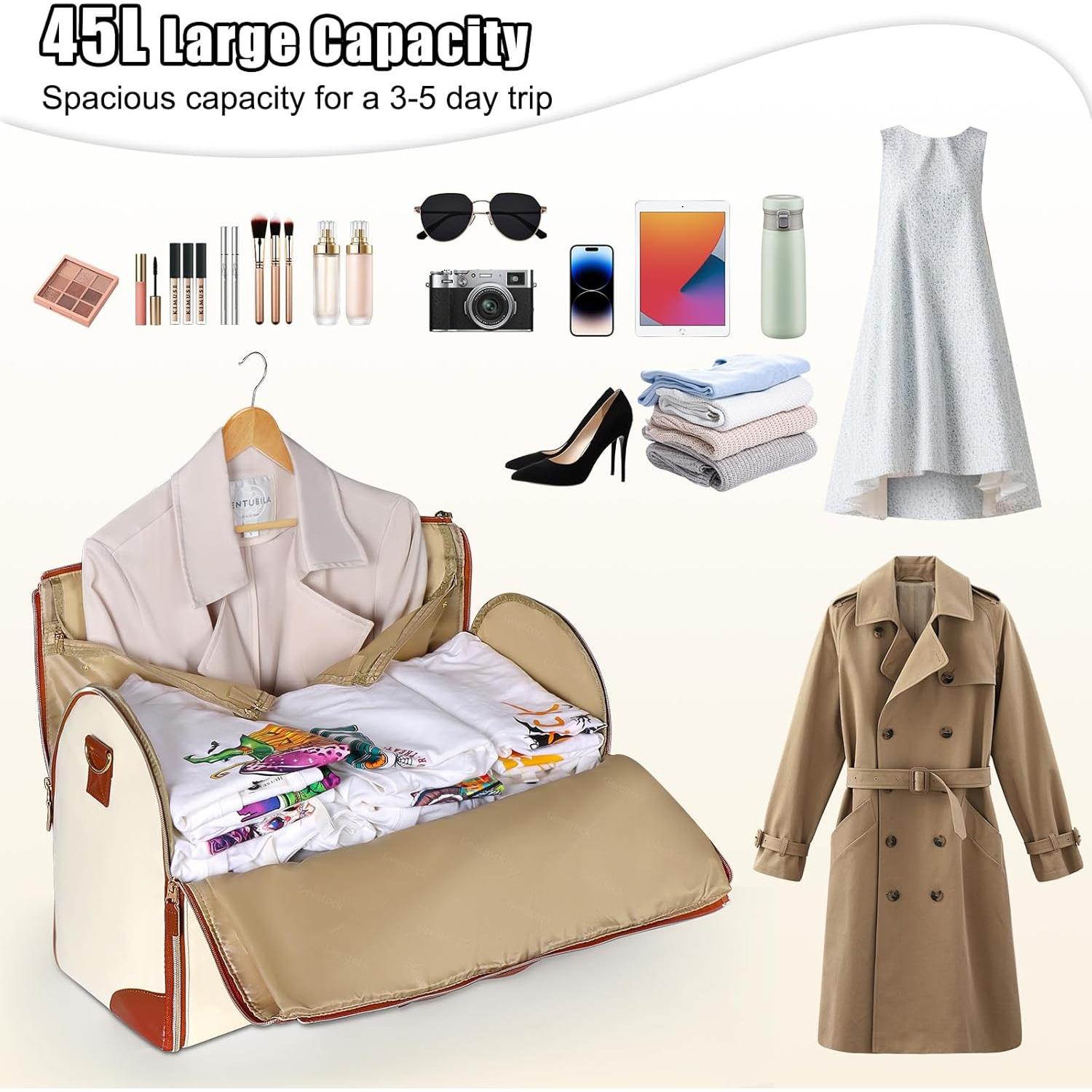 Bolsa de Viaje Duffle Geestock 2 en 1 para Mujeres Beige