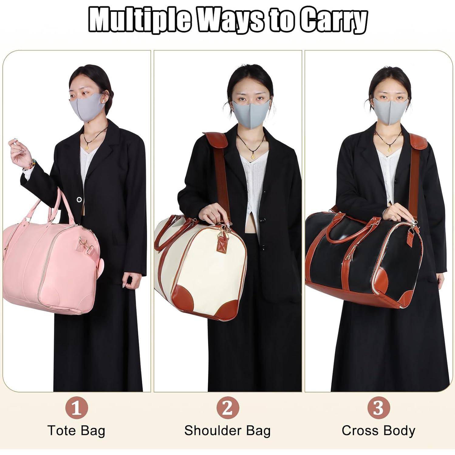 Bolsa de Viaje Duffle Geestock 2 en 1 para Mujeres Beige